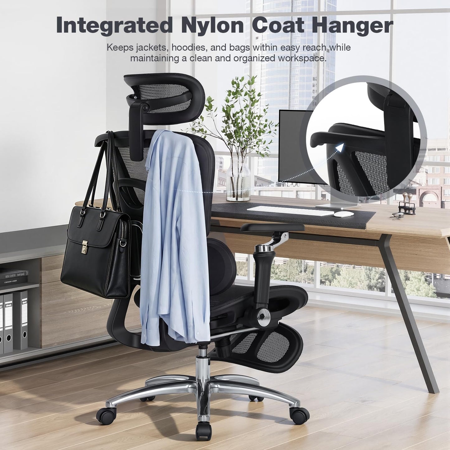 MALOL Ergonomic Office Chair, 400lbs High Back Mesh Desk Chair with 6D Armrests, 3D Headrest, Adjustable Lumbar Support, Seat Depth Adjustment, Tilt Lock, Metal Base & PU Wheels, Black