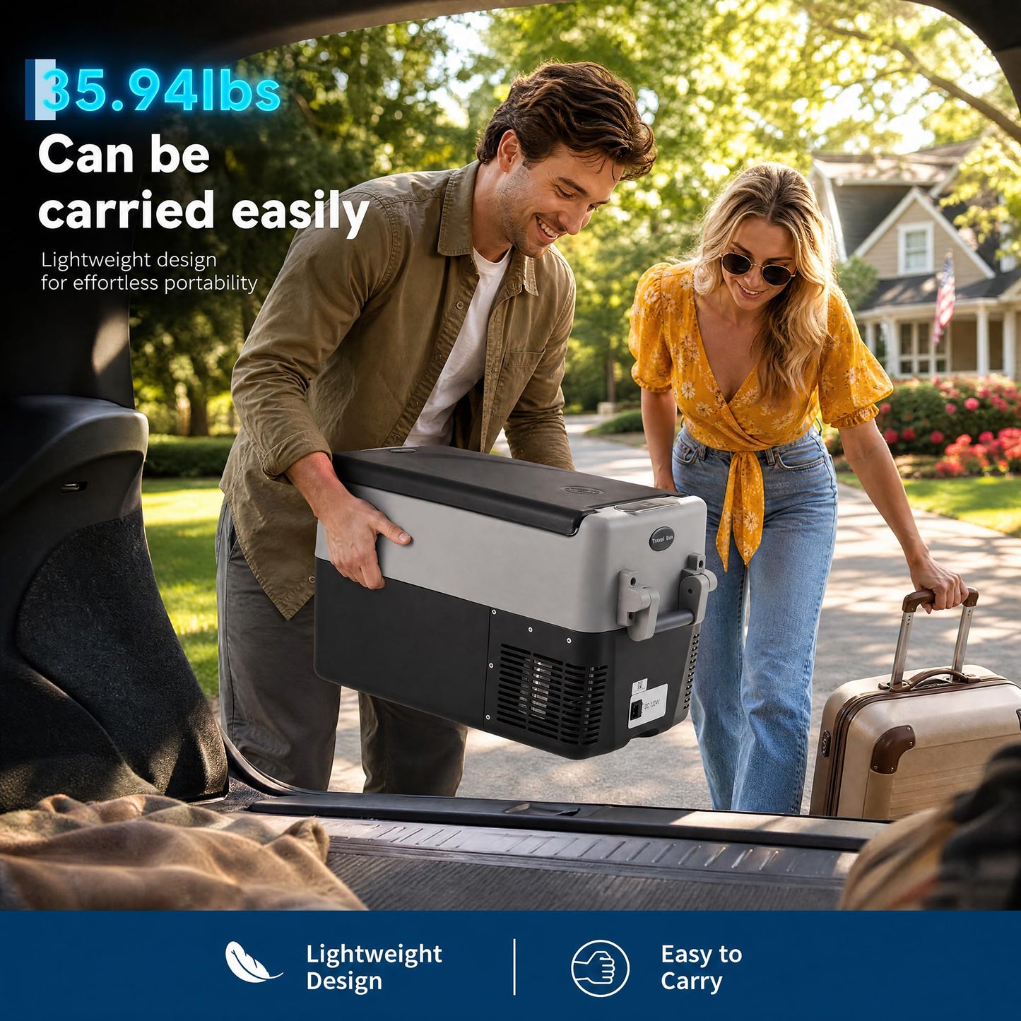 Garvee 42QT 12V Portable Refrigerator, Dual Zone Car Fridge Freezer with App Control & AC/DC Power for Camping, RV, Truck, Fishing & Home