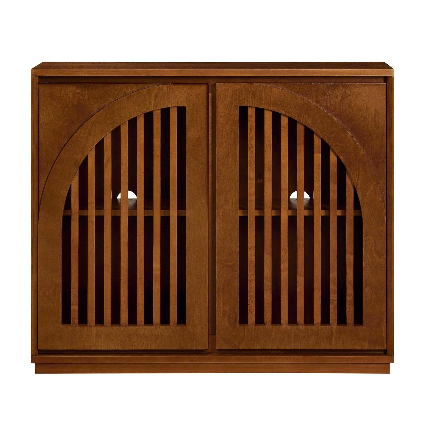KEIKI 39" Mid Century Modern Fluted Sideboard Cabinet with Storage & Outlet Holes, Narrow Buffet Cabinet, Solid Wood + MDF, for Living Room, Entryway, Hallway, Kitchen, Coffee Bar, Brown