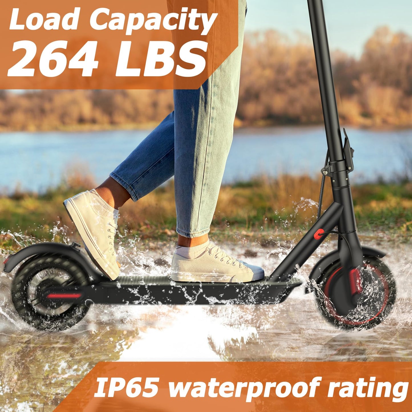 Qlaway 8.5" E Scooter for Adults 19 MPH 350W Motor 187.2WH Battery, Motorized Scooter Up to 15 Miles Range, Foldable, Bearing 265 LBS/APP Control