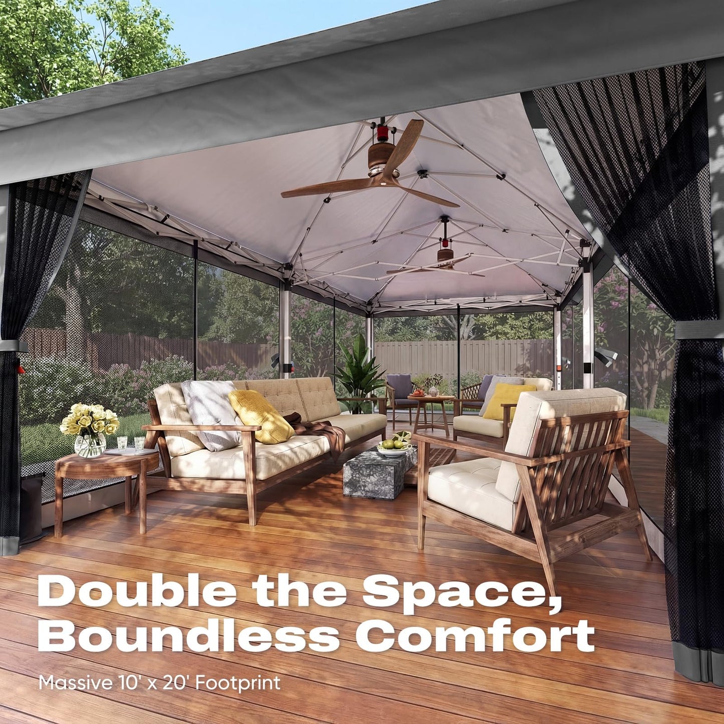 Quictent 10x20FT Pop up Gazebo Canopy Tent, One Person Set up Portable Instant Folding Shelter, Outdoor Canopy Tent with Extra Shade for Backyard, Patio, Party