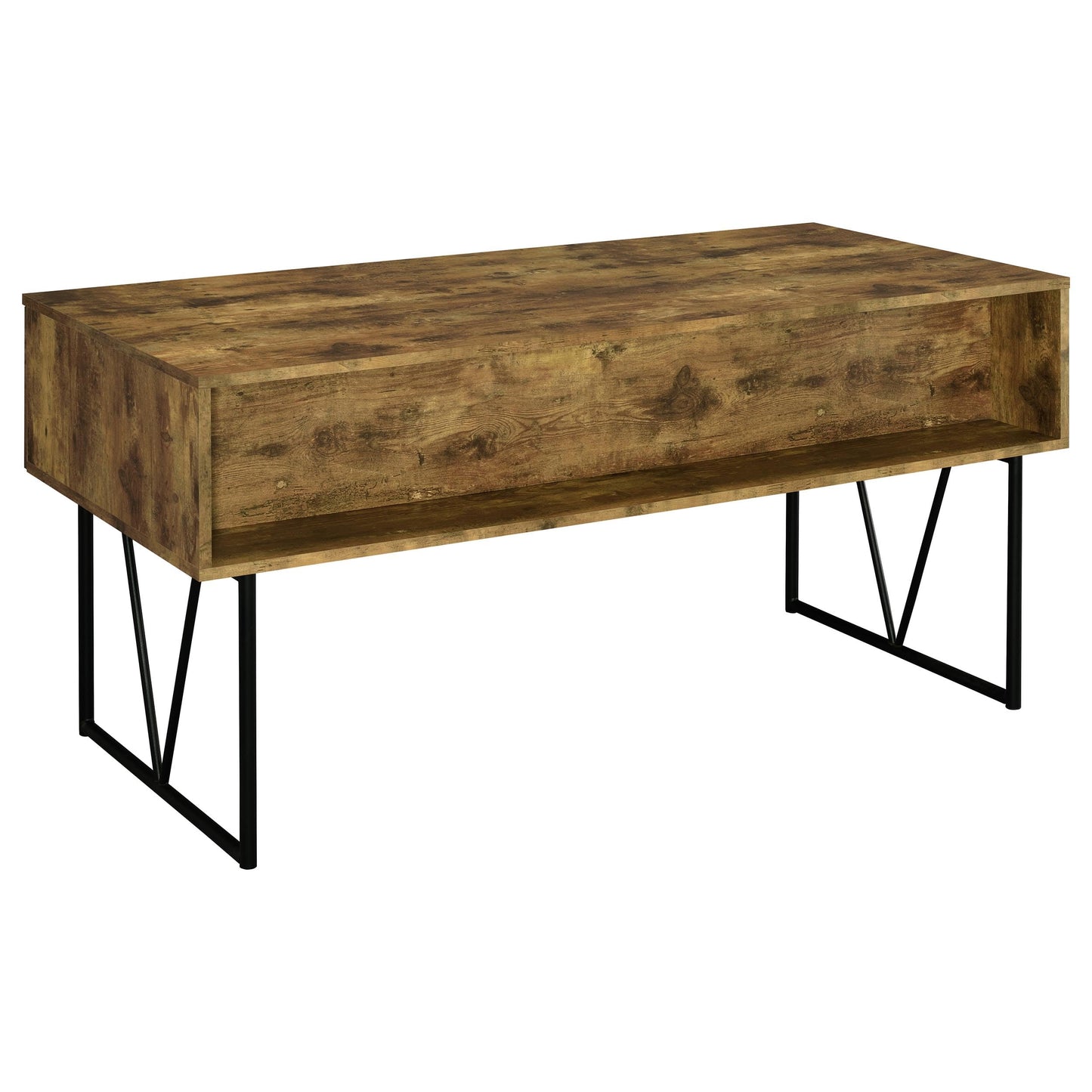 Coaster Home Furnishings Analiese Rustic 63-Inch 4-Drawer Home Office Computer Writing Desk Study Table with Storage Engineered Eco-Friendly Wood Look Laminate Sturdy Steel Base Rustic Nutmeg 800999