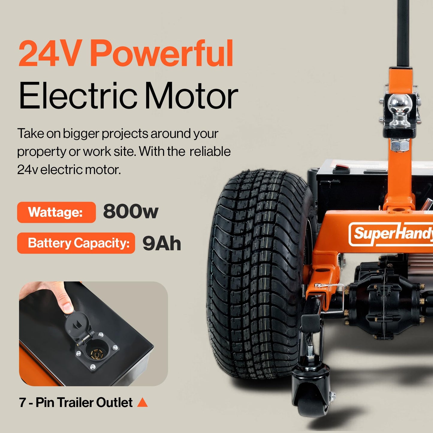 SuperHandy Electric Trailer Dolly – 24V 800W Heavy Duty Motor, Adjustable Thumb Throttle, Reverse/Drive Switch (6 Wheel, 7500 lb)