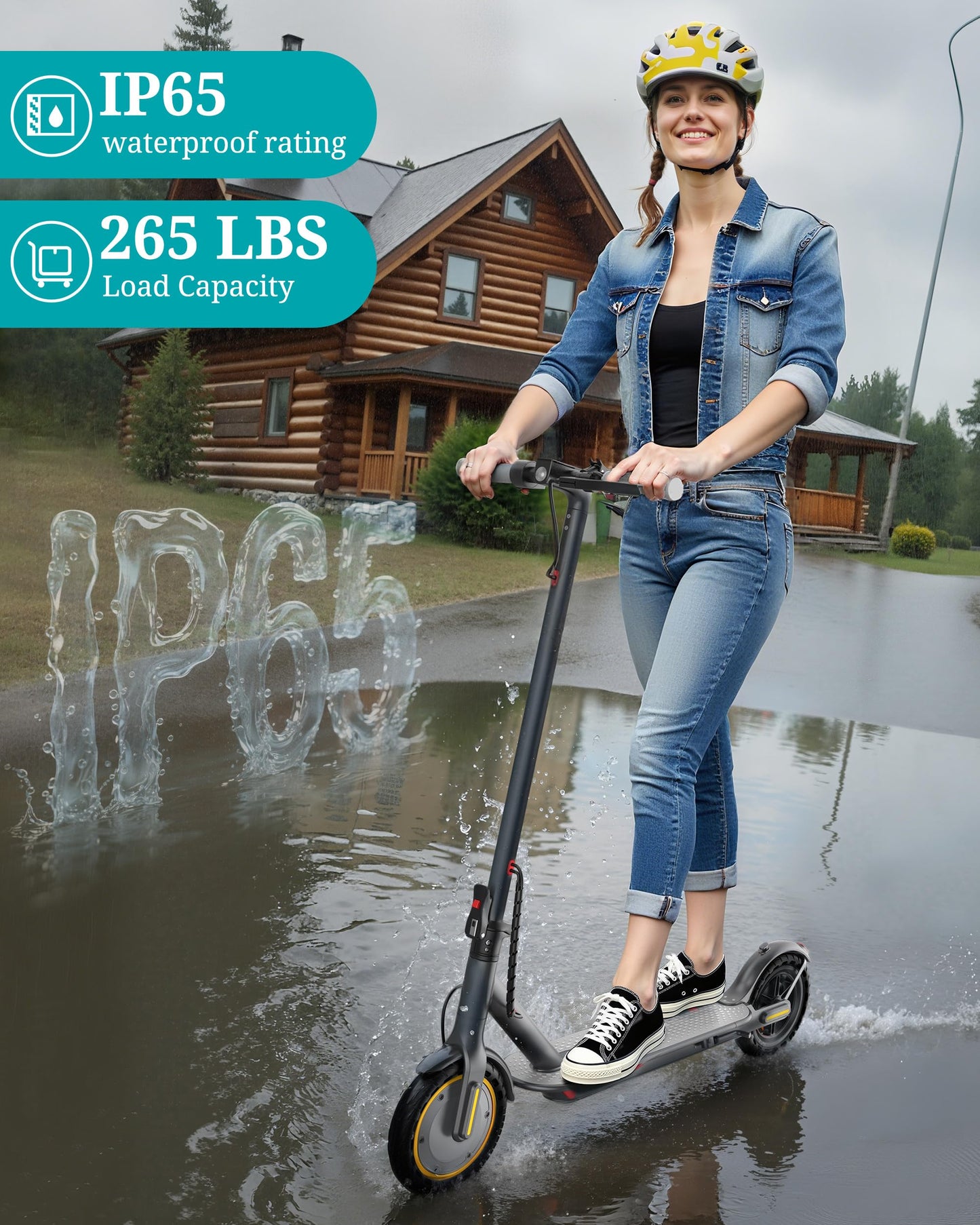 Qlaway Adult Electric Scooter with 350W Motor, 8.5" Solid Tires, Max Speed 19 MPH and 22 Miles Long-Range Portable Portable E-Scooter(Double Braking System & App)