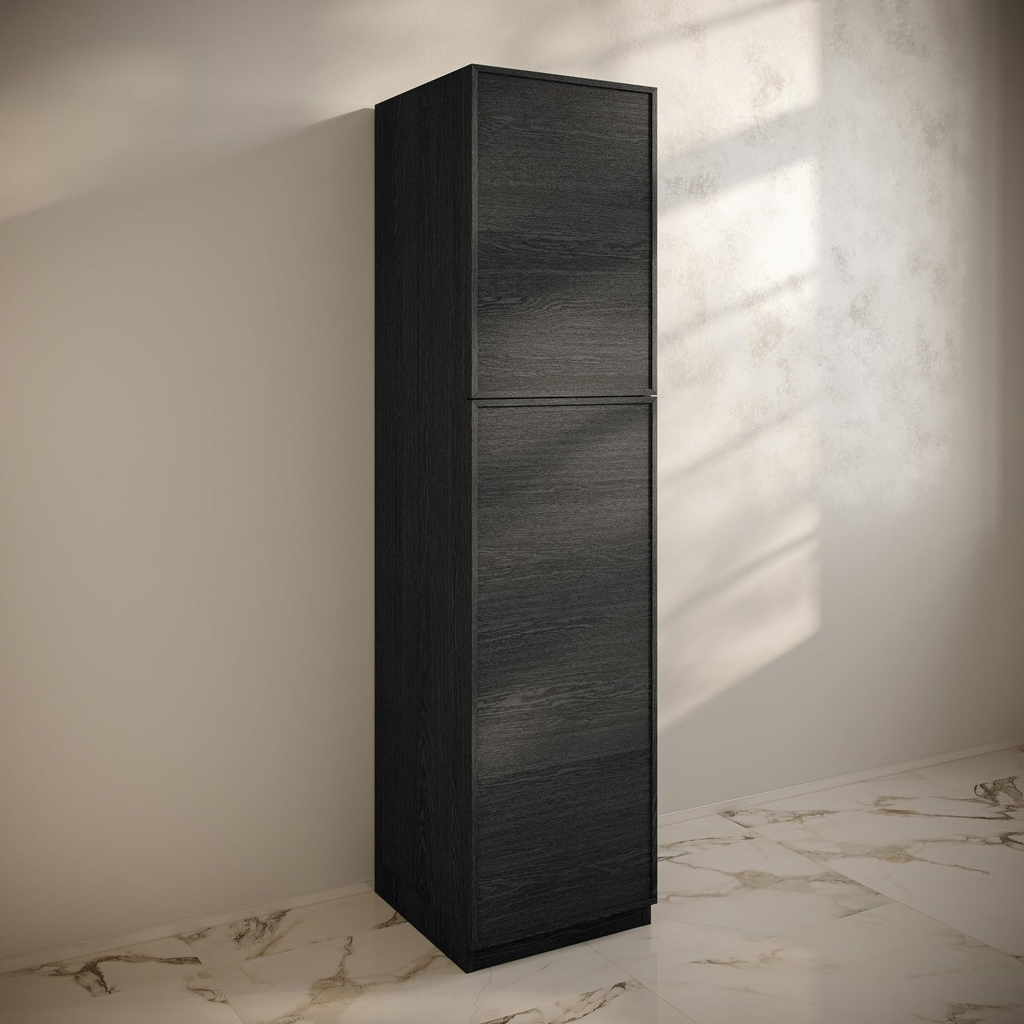 Swiss Madison St. Tropez 15 x 15 x 60 Freestanding Linen Cabinet in Black Oak