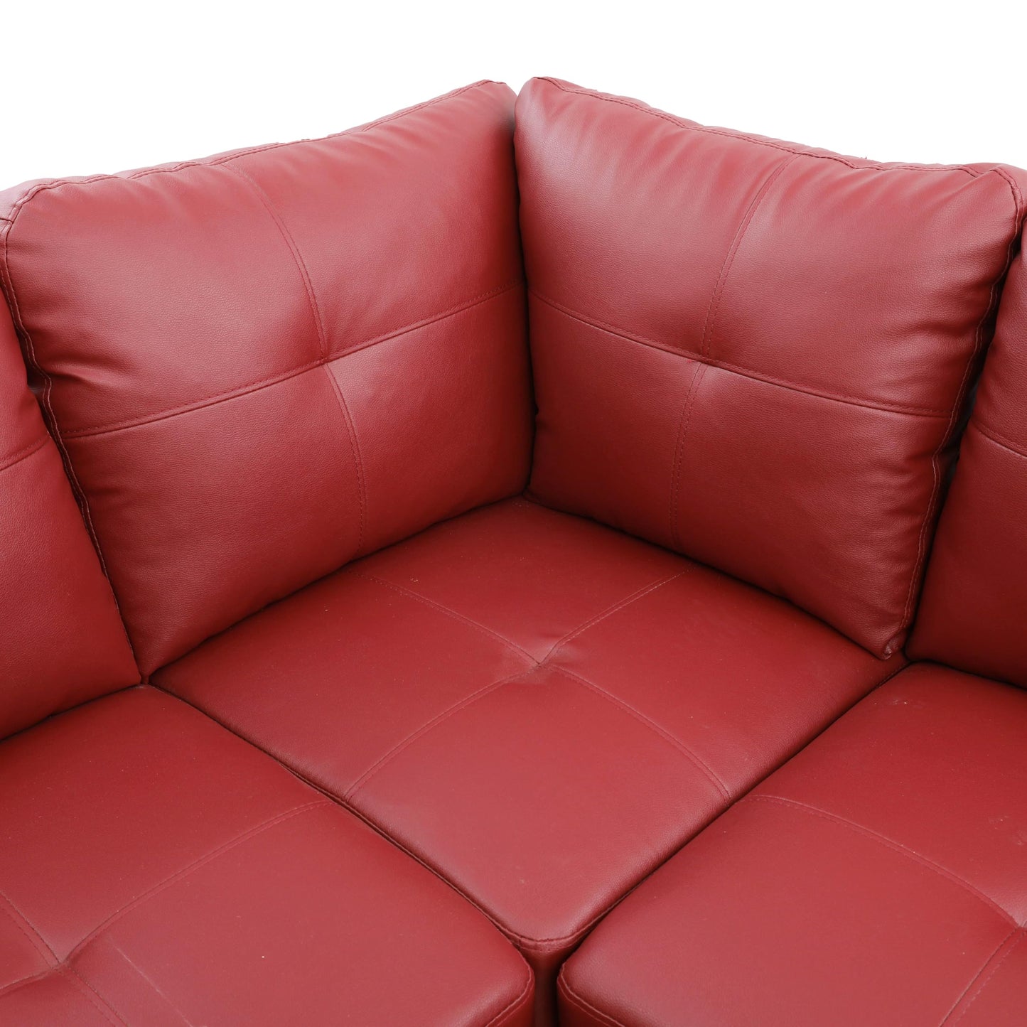 NicBex Leather 97" L Shaped Couch Sectional Couches for Living Room, 2-Piece Modular Sofa with Movable Chaise & Deep Seat for Apartment, Bedroom, Office, Red