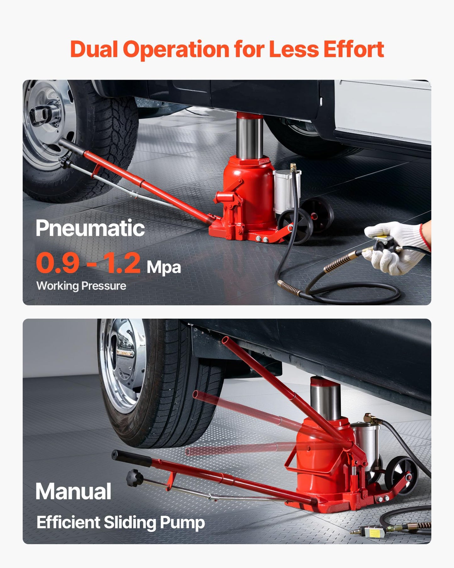 VEVOR Pneumatic Bottle Jack 50T Hydraulic Car Jack Lift Range 27-43cm Air Transmission Jack 110231lbs for Heavy Duty Vehicles