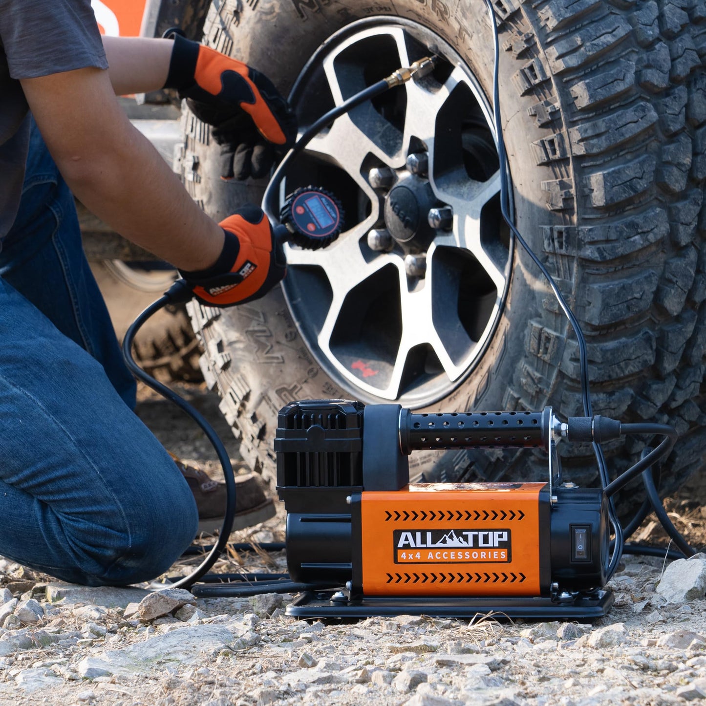 ALL-TOP Air Compressor with Digital Pressure Gauge Tire Inflator Kit, 12V Portable Inflator 7.06ft³/Min, Offroad Air Pump for Truck Tires, Heavy Duty Max 150 PSI for 4x4 Vehicle & RV
