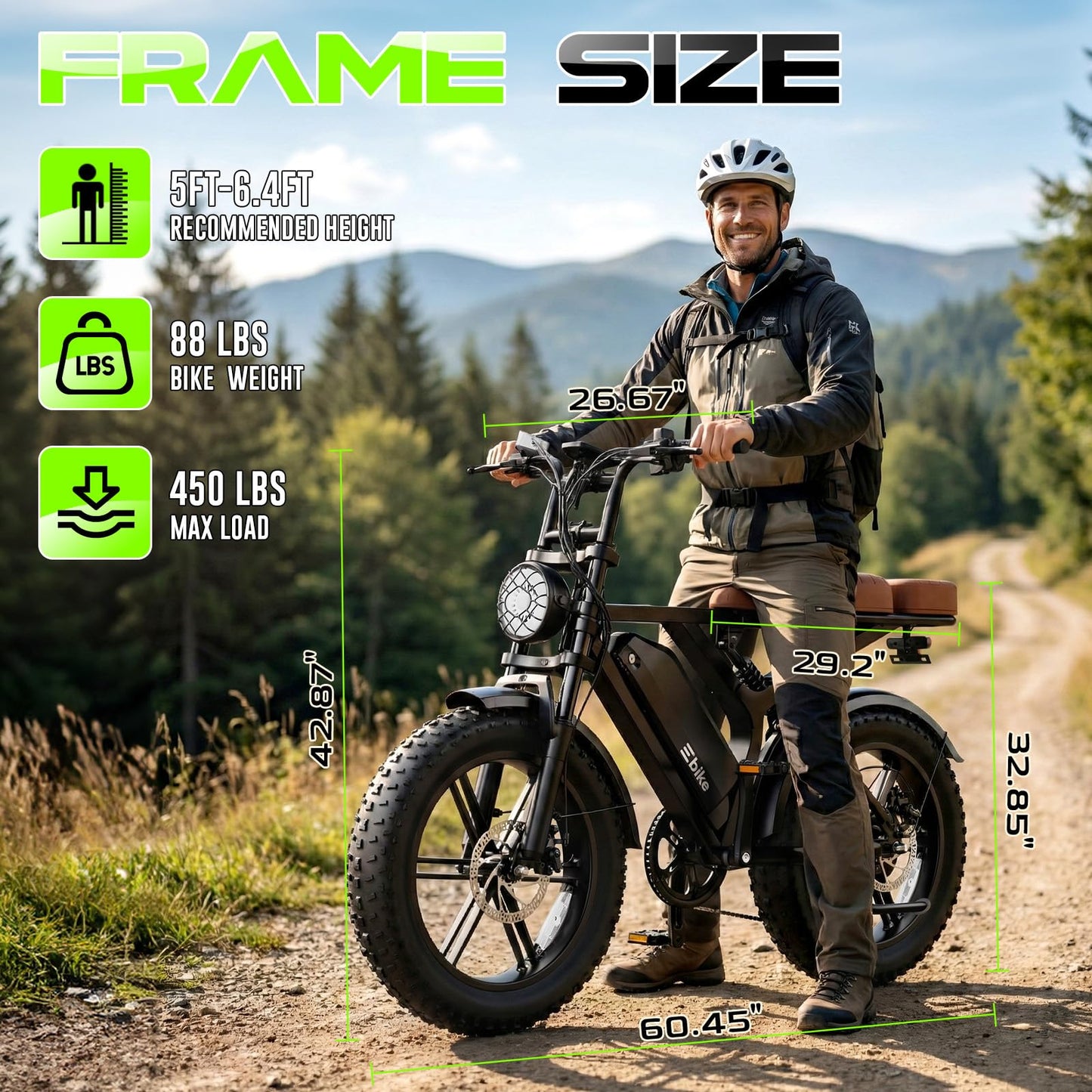 TS TST GRP LLC Electric Bike for Adults, Peak 1500W Motor Retro Ebike, Range 65Miles, 48V 15Ah Removable Battery, 20"x4" Fat Tires, Full Suspension, Off-Road E Bike for City Commuting, Midnight Black