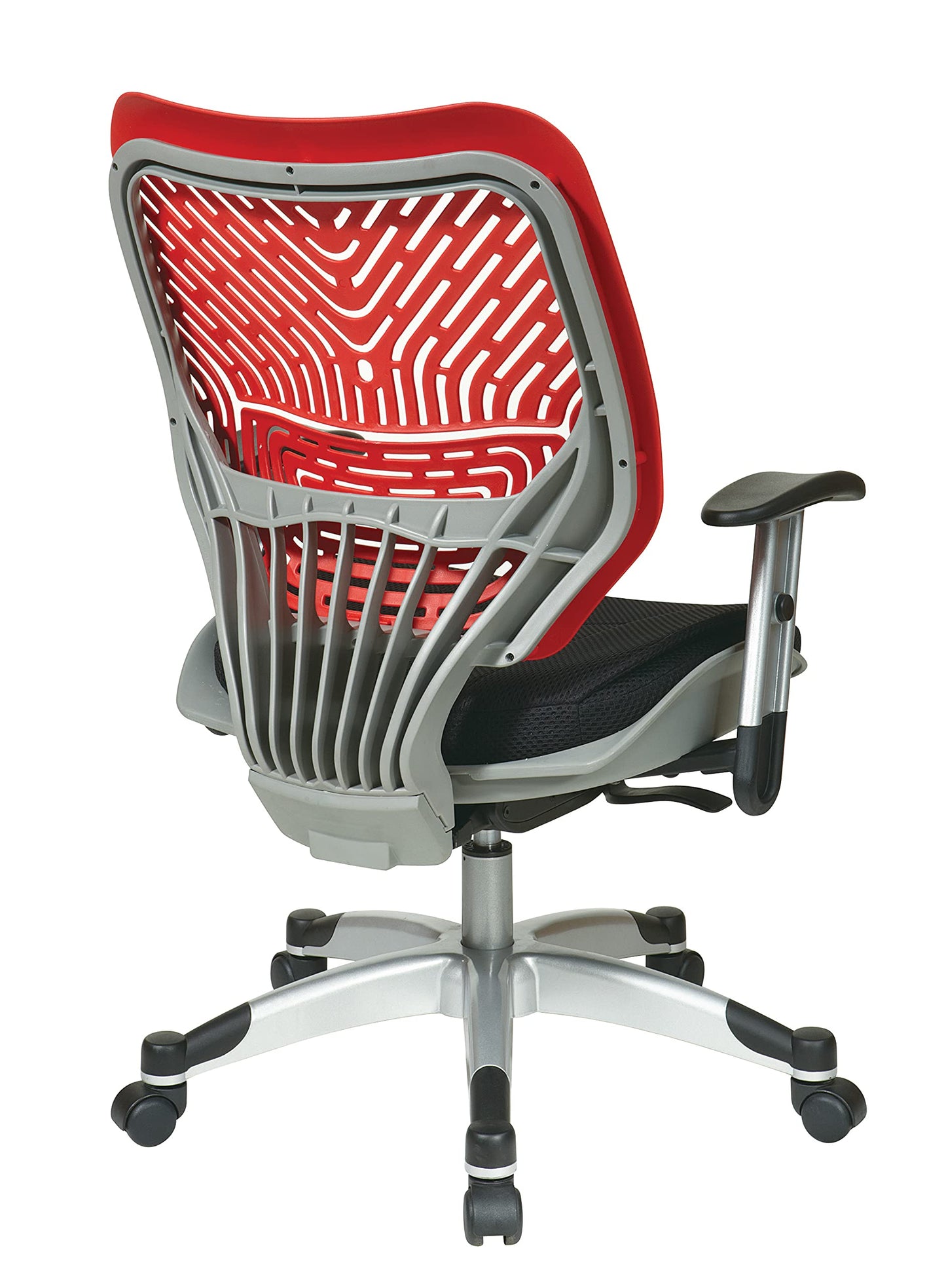Space Seating 86 REVV Series Self-Adjusting SpaceFlex Back Office Desk Chair with Lumbar Support and Padded Mesh Seat, Cosmo Red and Raven