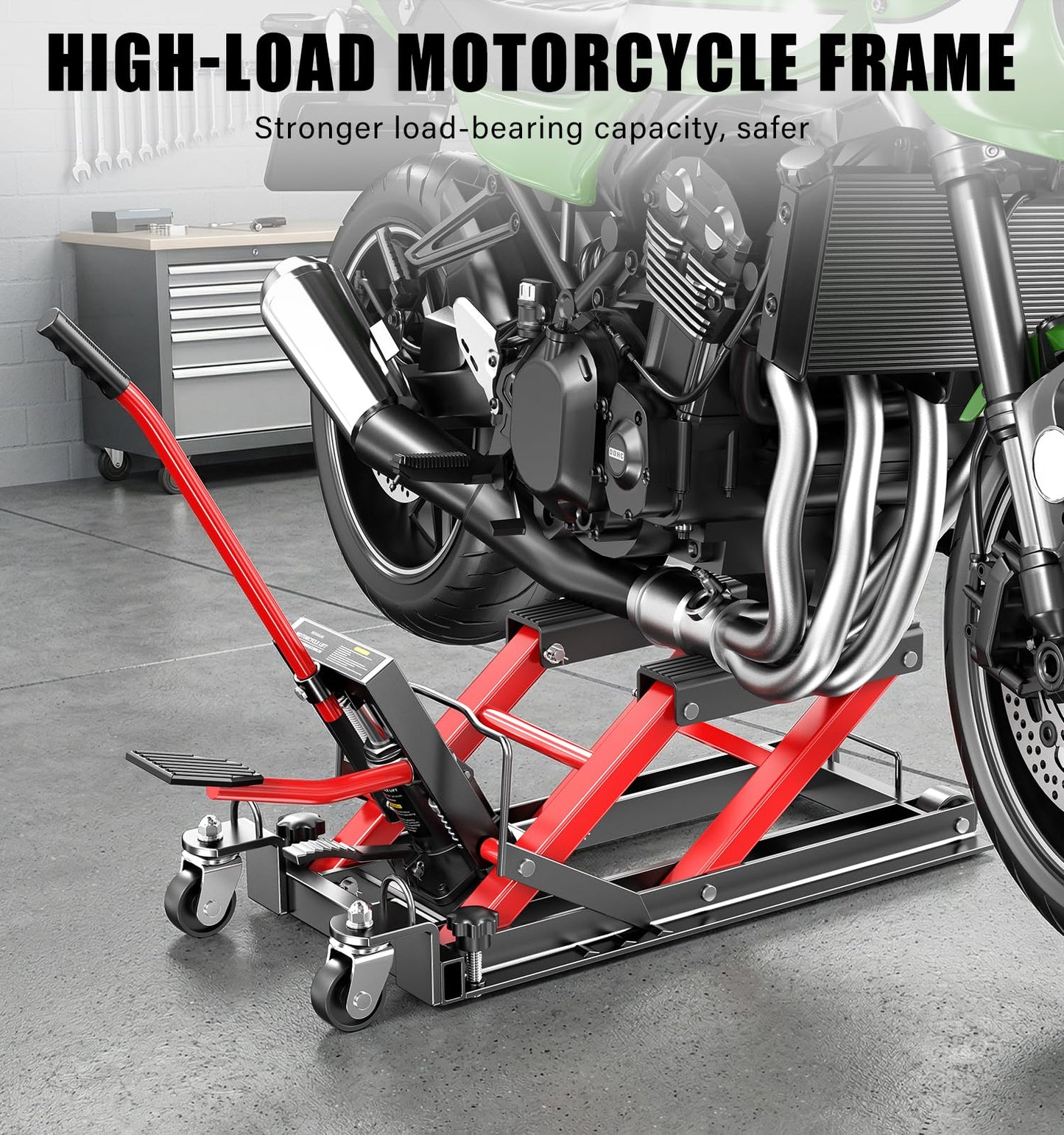 Heavy Duty Motorcycle Scissor Lift Jack 1500 LBS, Motorcycle Lift Table 4.5" to 14.6" Height, Hydraulic Motorcycle Lift Motorcycle Lift Jack Portable Steel Construction for Motorcycle, ATV, Dirt Bike