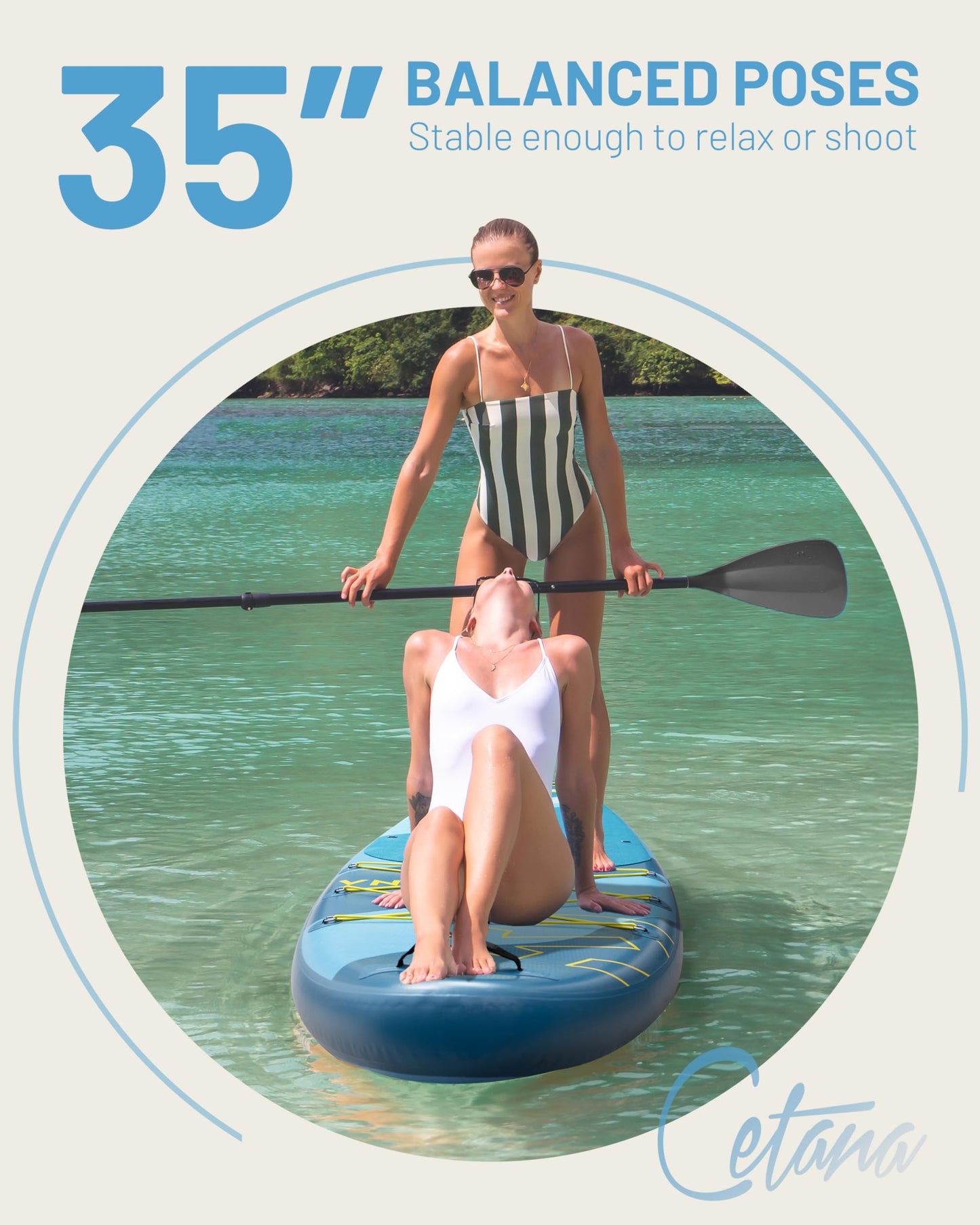 CETANA 11’6” x 35” Extra Wide Inflatable Paddle Board, 450 lb Capacity Wide Stable SUP, 2–3 Person Paddle Board for Photos, Aesthetic Photo-Ready Design, Beginner Friendly Stand Up Paddle Board