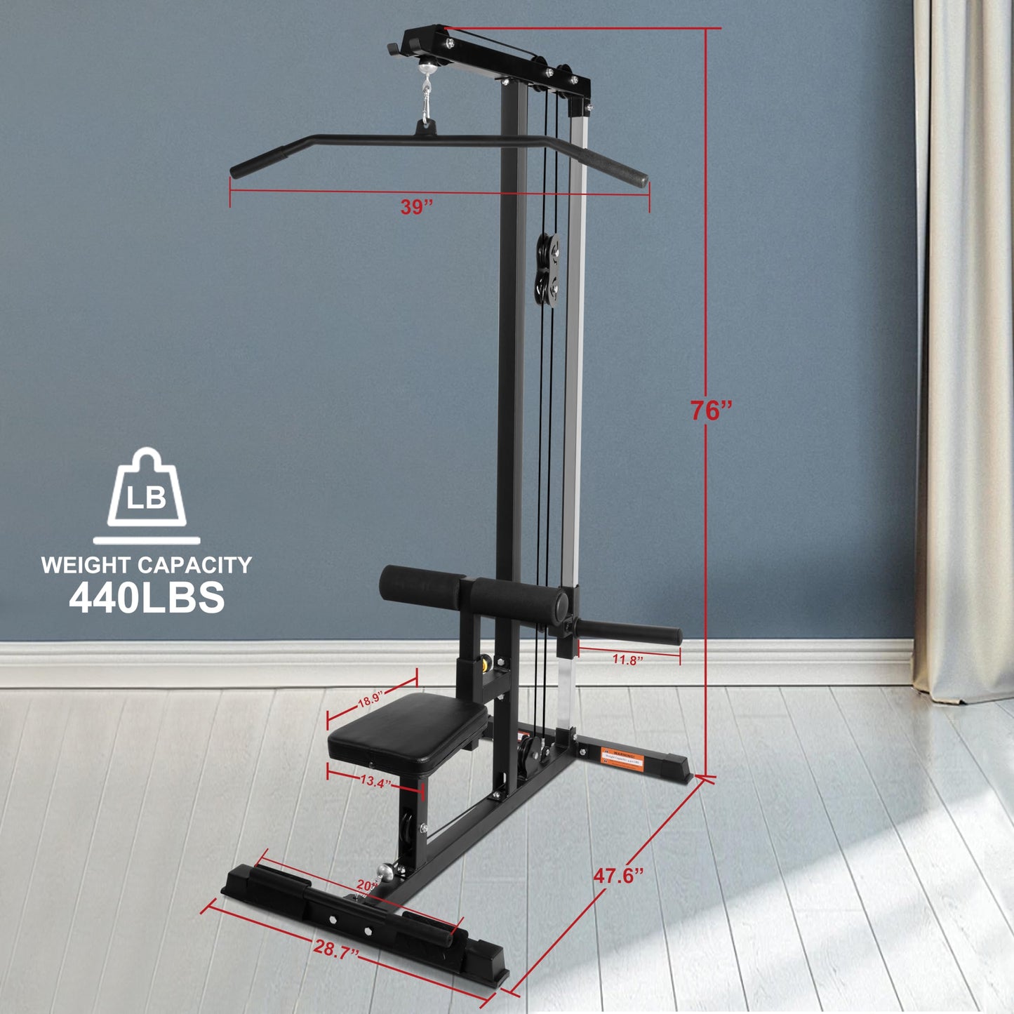 Fitvids LAT All-in-one Machine with High and Low Pulley Station, LAT PullDown and LAT Row Cable Machine, LAT Tower with Adjustable Leg Support for Home Gym Total Body Training