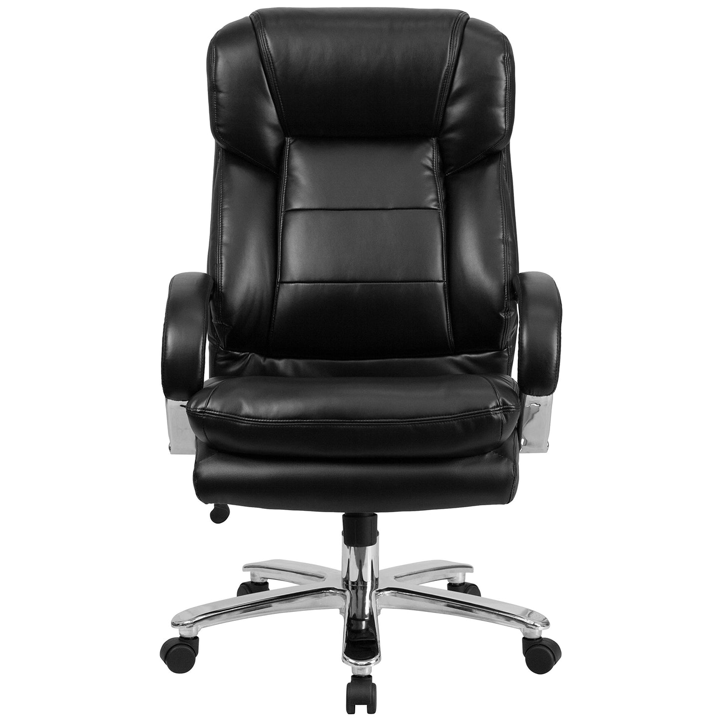 Flash Furniture Hercules Series LeatherSoft Swivel Office Chair with Loop Arms, Ergonomic High-Back Executive Chair with Padded Seat and Arms, Black