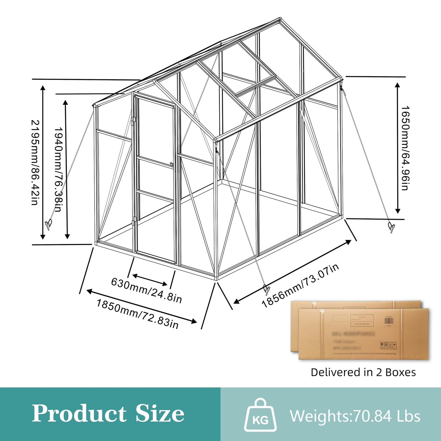 Walk-in Greenhouse 6x14FT, Heavy-Duty Aluminum Frame Polycarbonate Green House Kit, UV Resistant Plant Shelter with Vent Windows & Drainage System, Outdoor Garden Greenhouse for Vegetables Flowers