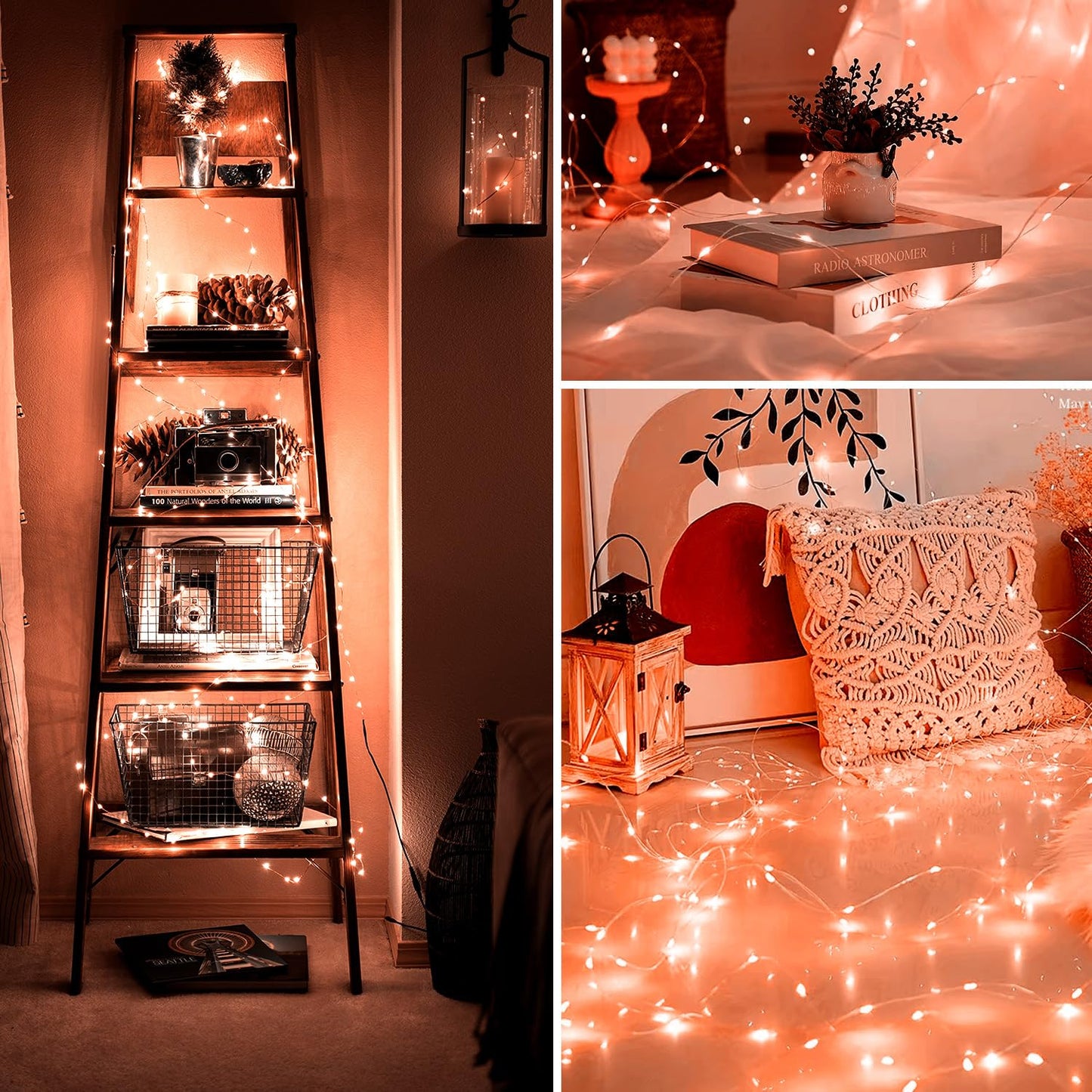 yietNL Fairy Lights 72ft 220 LED USB Twinkle String Lights, Silver Wire, Remote, Timer, 8 Modes, Waterproof, Orange