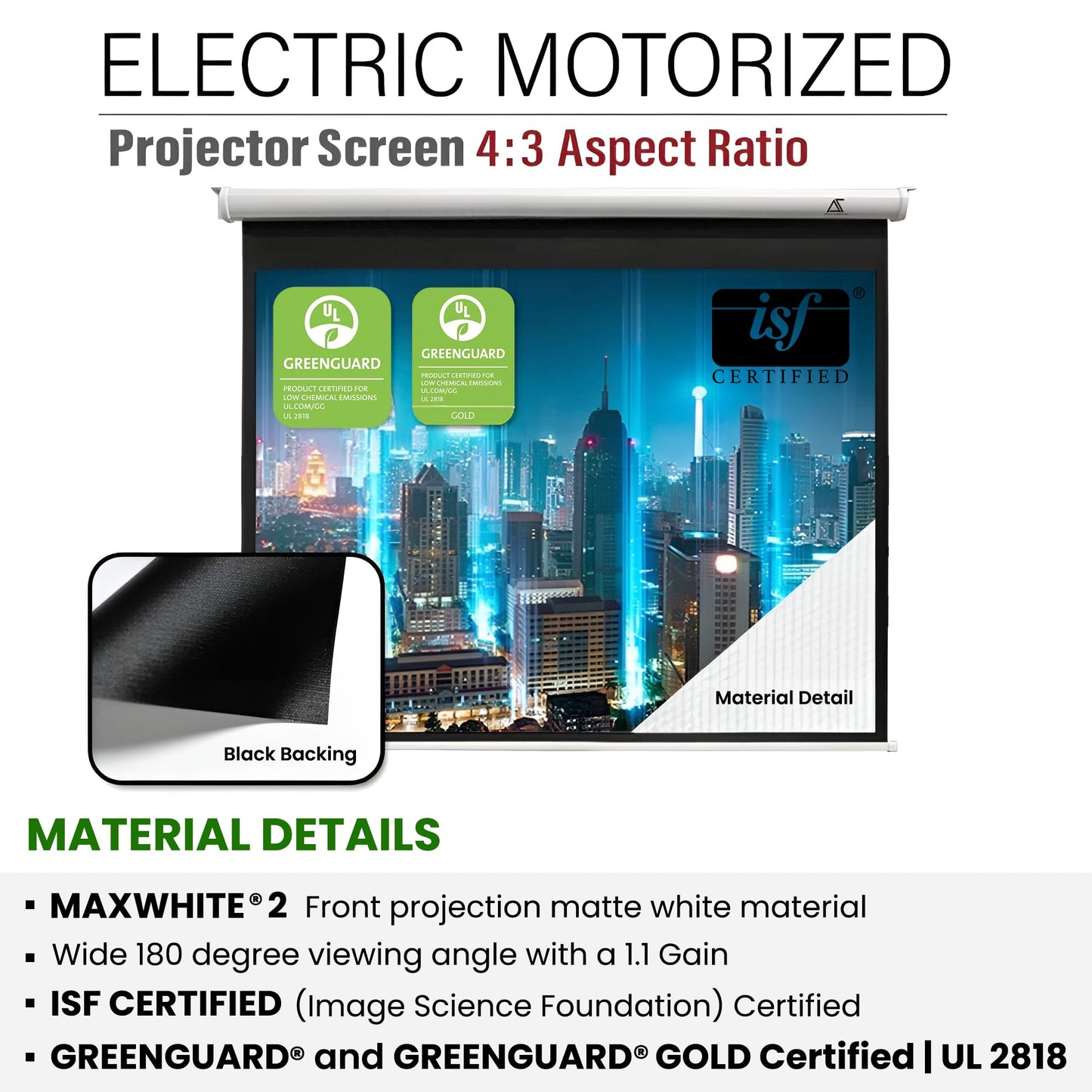 Akia Screens 104" Motorized Projector Screen 4:3 – Electric Drop Down with Remote, 8K/4K HD & 3D Ready, Ceiling or Wall Mount – AK-MOTORIZE104VW