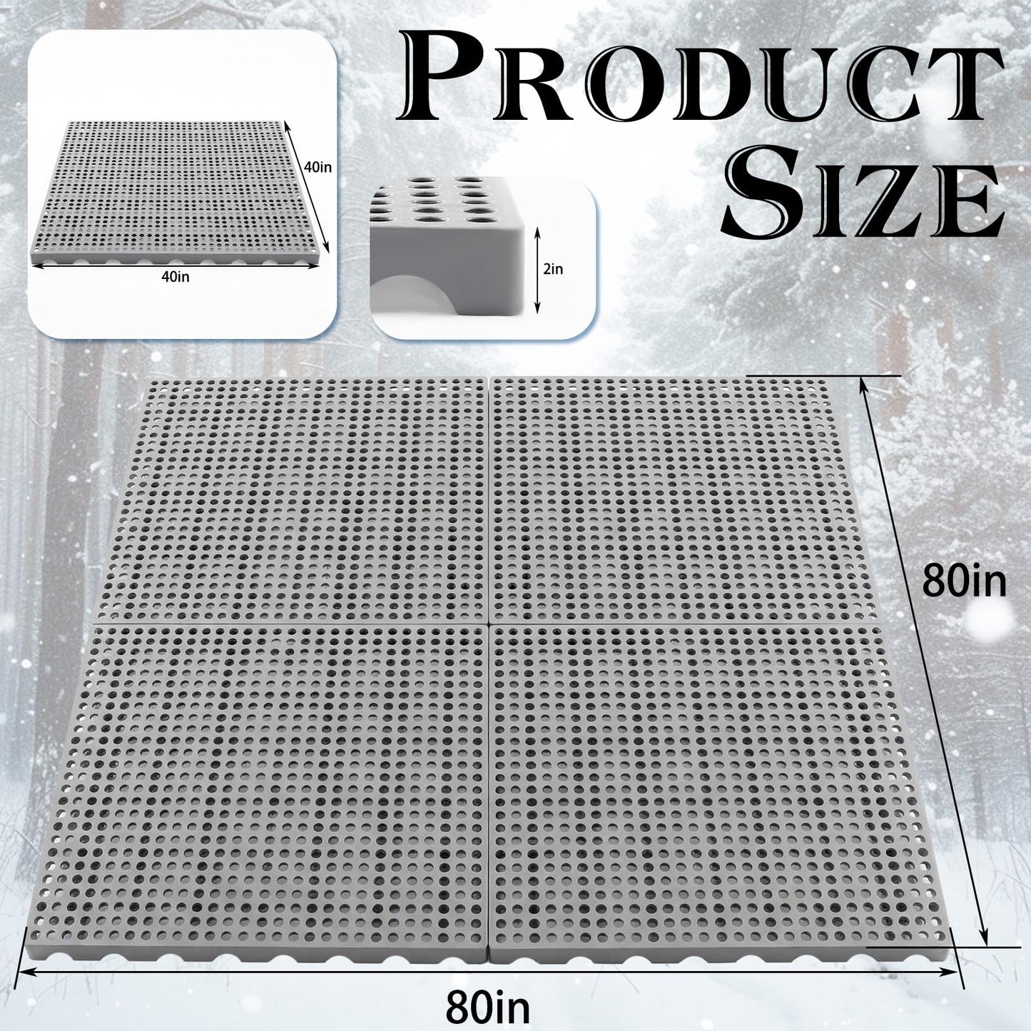 BreezeHug 4 Pack Outdoor Spa Foundation Base Pad (80" x 80"), Heavy Duty Interlocking Ground Platform for Inflatable Spas, Resin Tubs, Pools, Outdoor Equipment