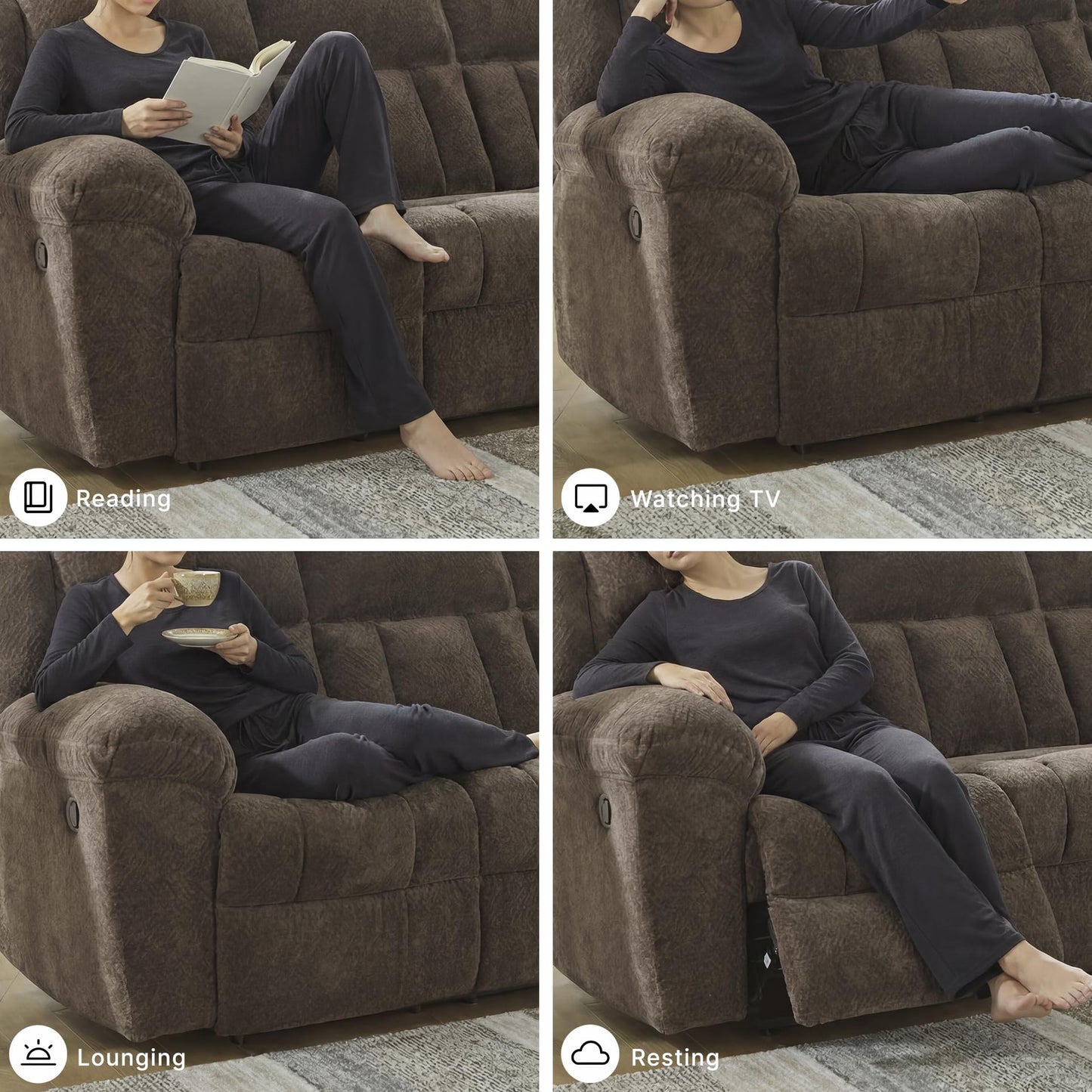Signature Design by Ashley Frohn Modern Manual Reclining Sofa, Dark Brown