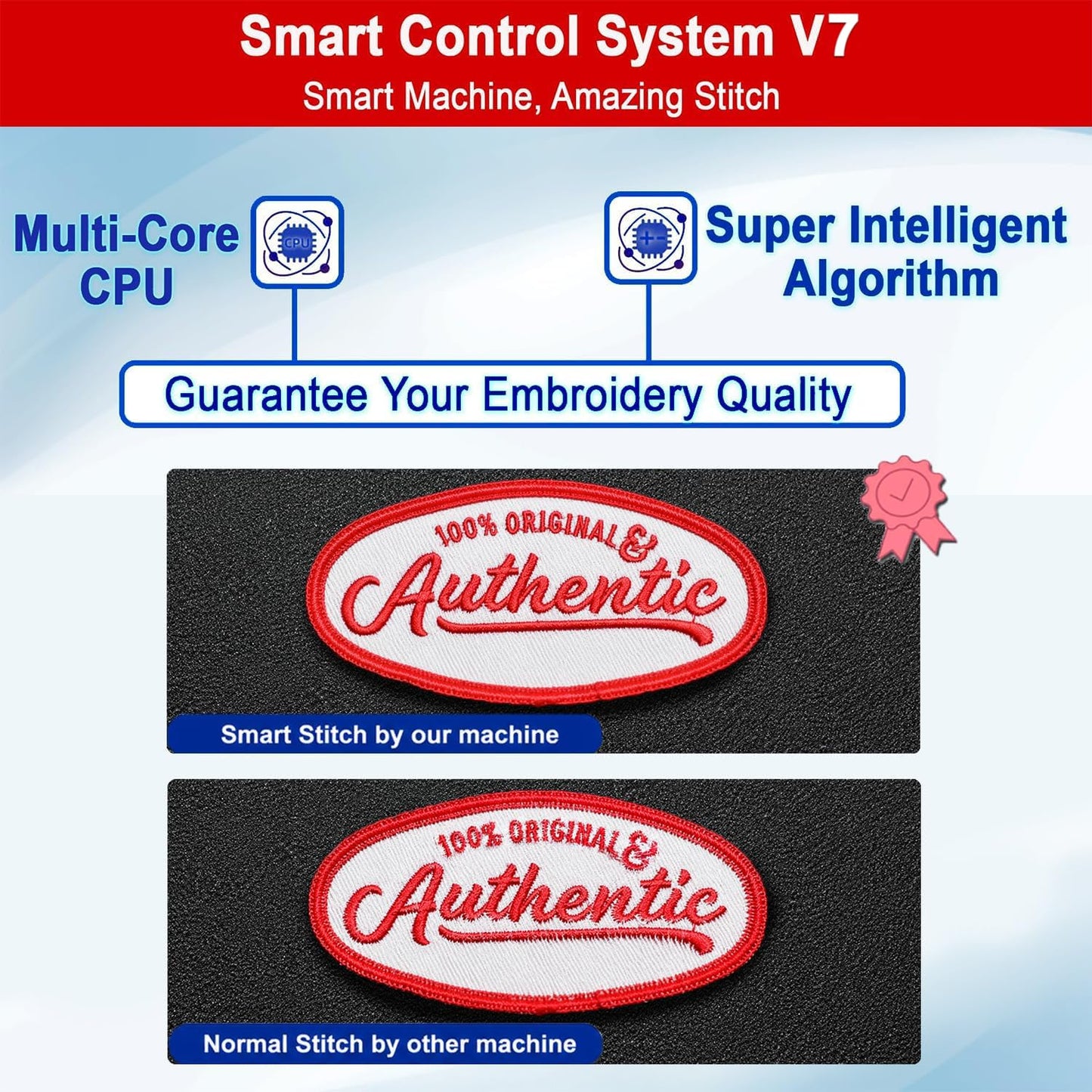 Smartstitch S-1501 Commercial Embroidery Machine with 15 Needles,14"x20" Embroidery Area,1200SPM Max Speed,12" Touch Screen, Wifi available, capable of embroidering on 3D Caps, Flat, T-shirt and more