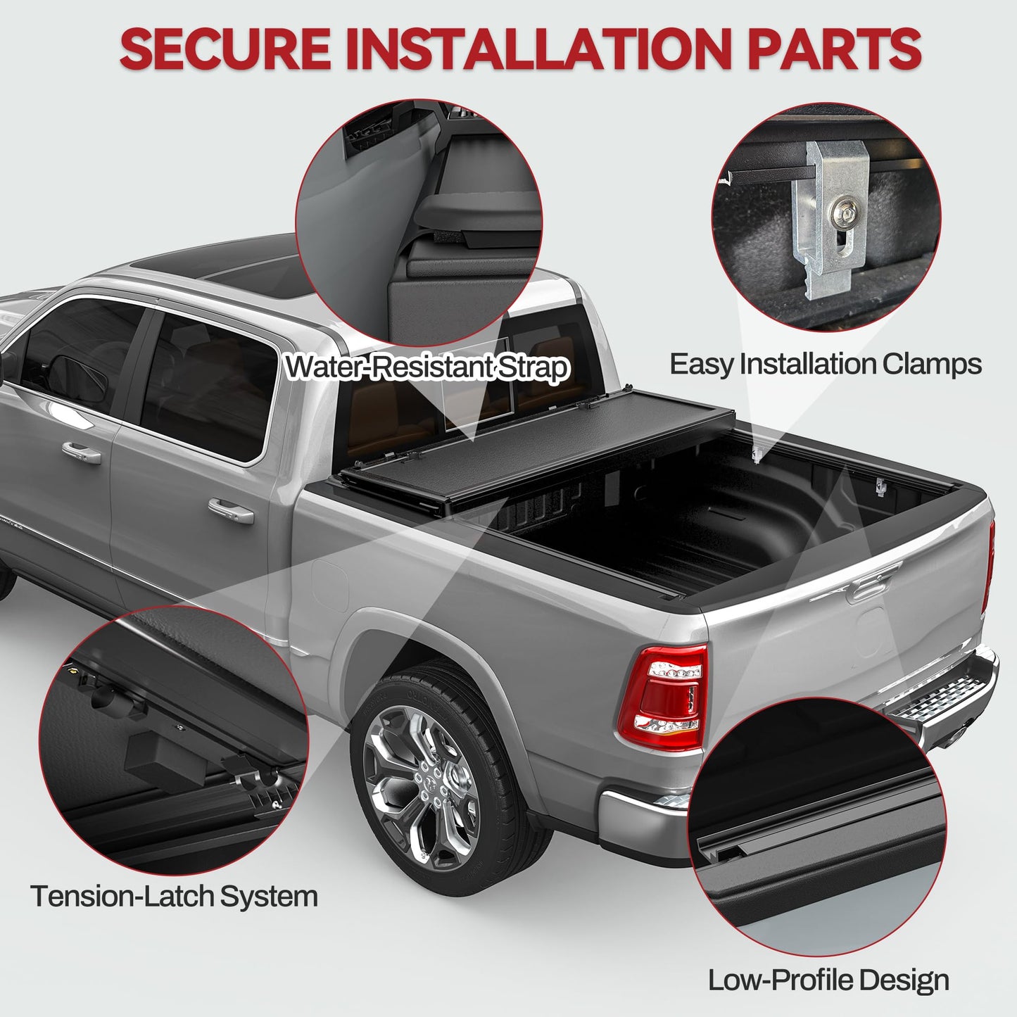 YITAMOTOR Low-Profile Hard Tri-Fold Truck Bed Tonneau Cover Compatible with Toyota Tundra 2022 2023 2024 2025 2026, 5.5 ft Bed (Excl. Trail Edition) with Deck Rail System