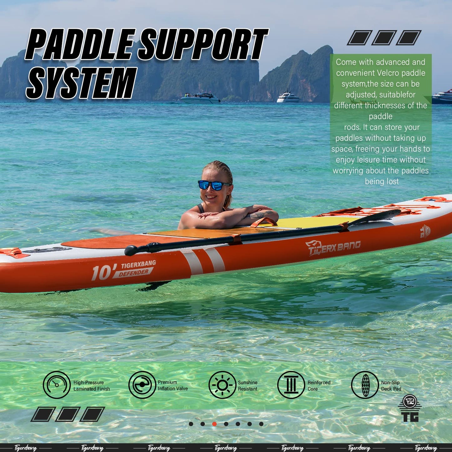 TIGERXBANG Inflatable Stand Up Paddle Boards with Premium SUP Board Accessories, Allround Paddle Boards for Adults/Youth,Defender Collection Orange
