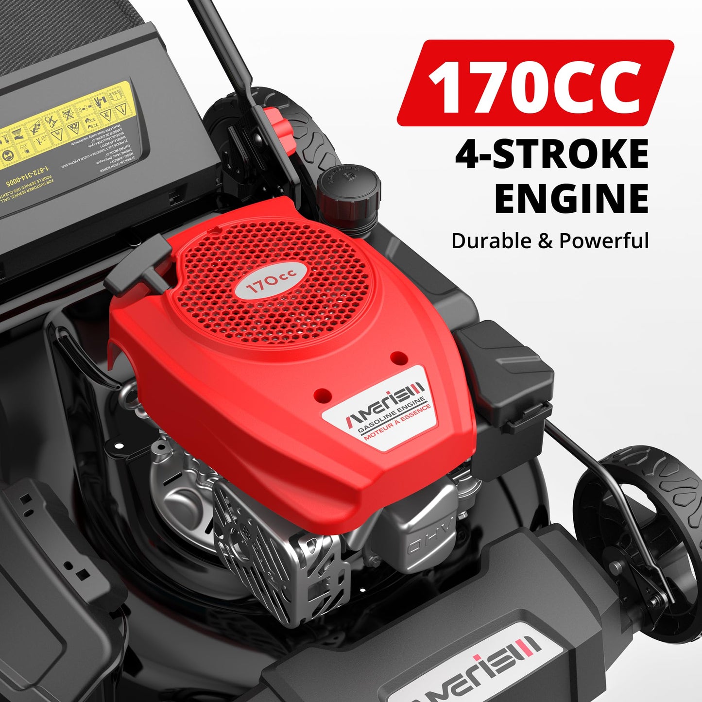 AMERISUN Gas Lawn Mower, 170cc OHV Engine with Forced Air Cooling, 21" Steel Deck, 3-in-1 Mulching/Bagging/Side Discharge, 6 Cutting Heights, 1.4-Bushel Grass Catcher, Self-Propelled