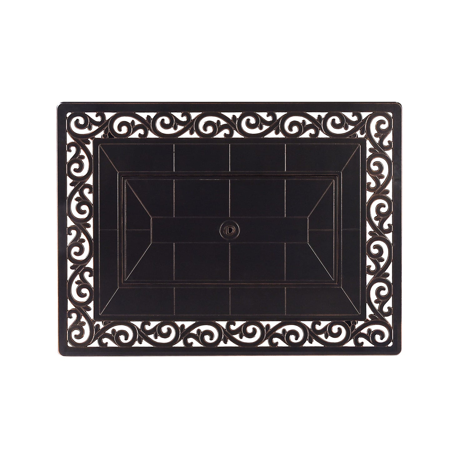 Oakland Living Black Aluminum Patio Fire Table Set with Four Club Chairs with Black Cushions
