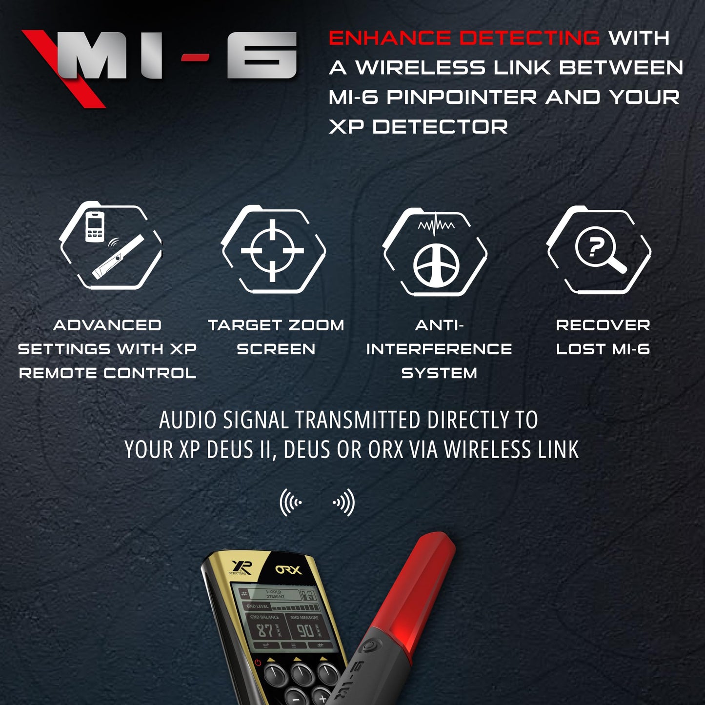 XP Metal Detectors MI-6 Pinpointer, with Wireless connectivity to the Deus II, Deus & ORX Metal detectors, by XP Metal Detectors to be Used by All detectorists (MI-6-AM)