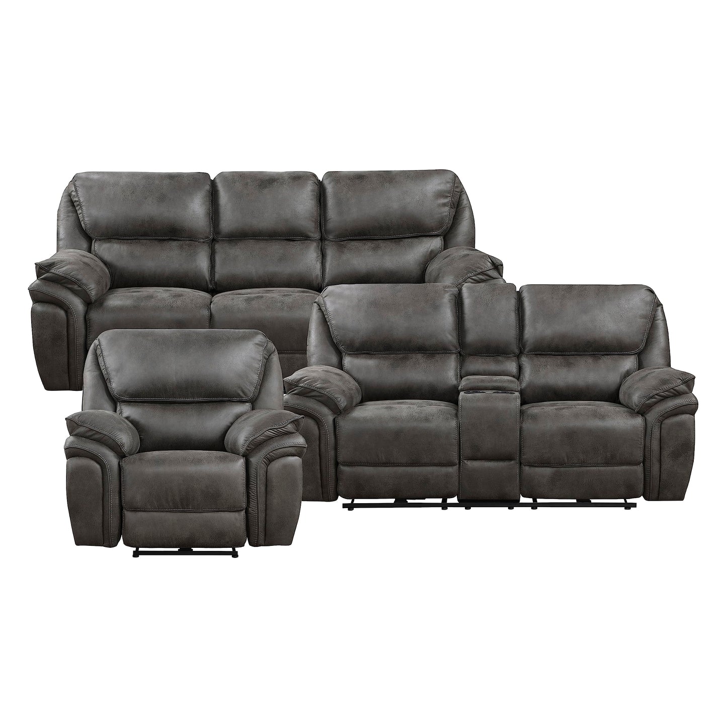 Lexicon Dorritt Power Reclining Living Room Sofa Set, 3-Piece, Gray