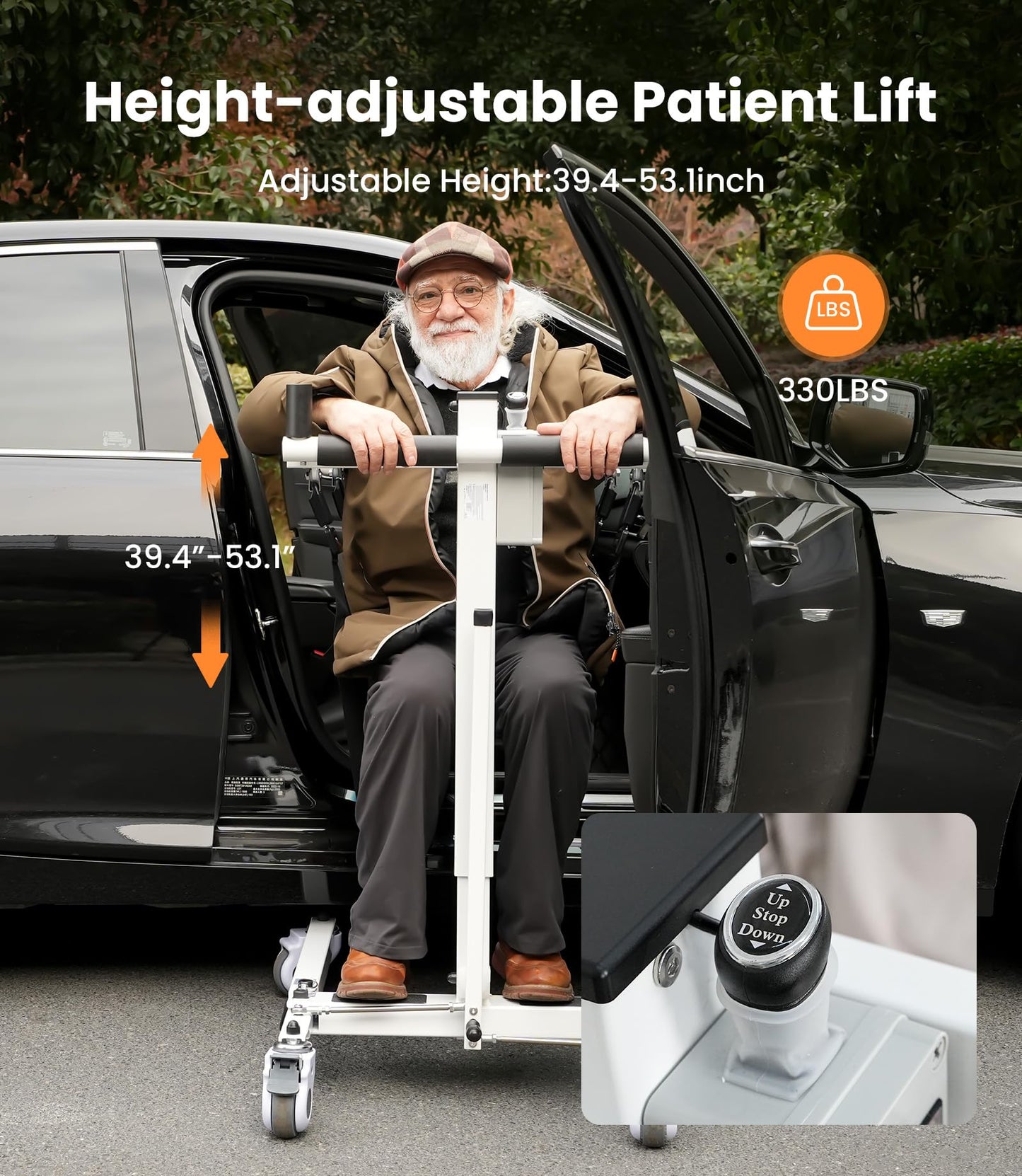 VOCIC Electric Transfer Lift for Car, Portable Folding Patient Lift Transfer Chair, Electric Assist Lift Aid for Seniors, Adults, AY06