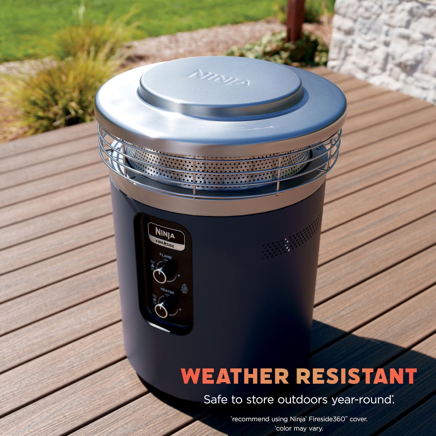 Ninja Fireside360 Outdoor Heater & Fire Pit | 3 Modes: Flame Only, Heat Only, Flame & Heat | Portable for Patio, Deck, Camping, Easy Control Smokeless Flames | Push to Start Ignition | Moss | OF101GN1