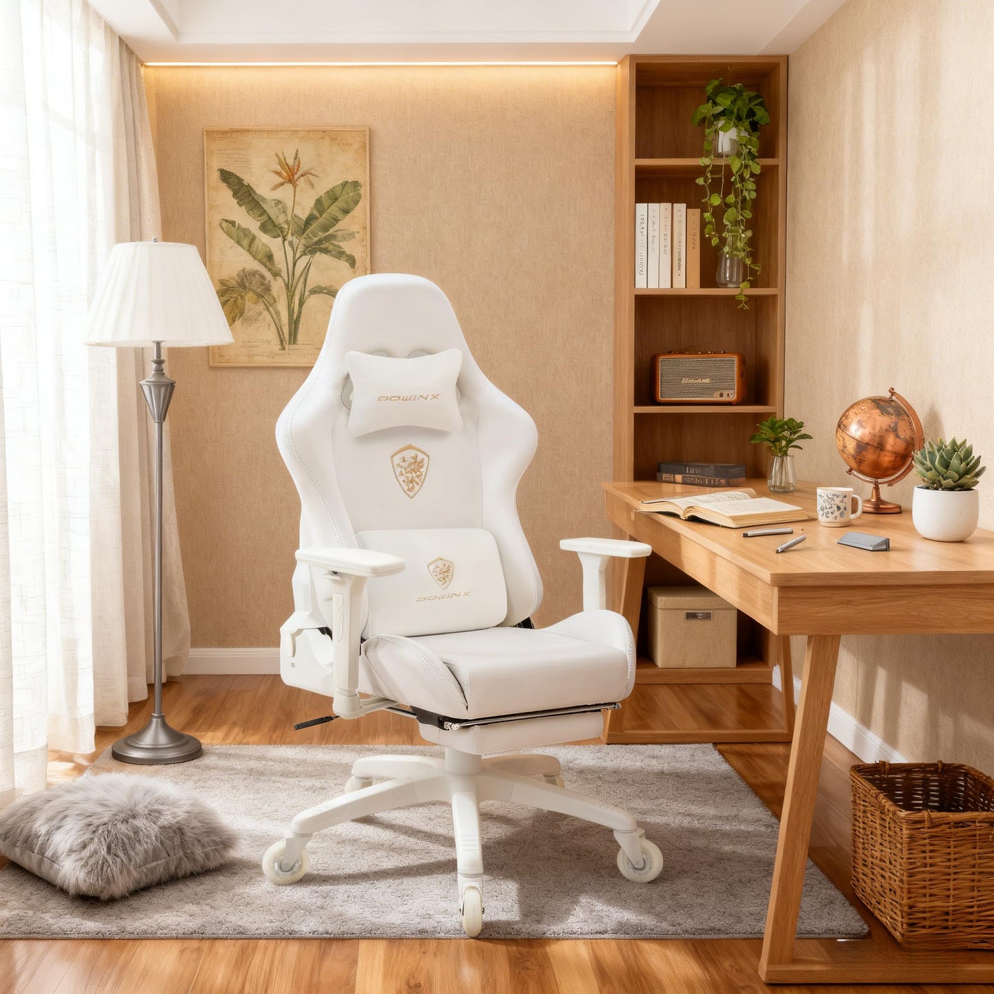 Dowinx Big and Tall Gaming Chair with Suede Fabric Breathable, Game Chairs for Adults with Oversized Thick Seat for 440lbs, Ergonomic Gamer Chair for Streaming & Long Gaming Sessions, Light White