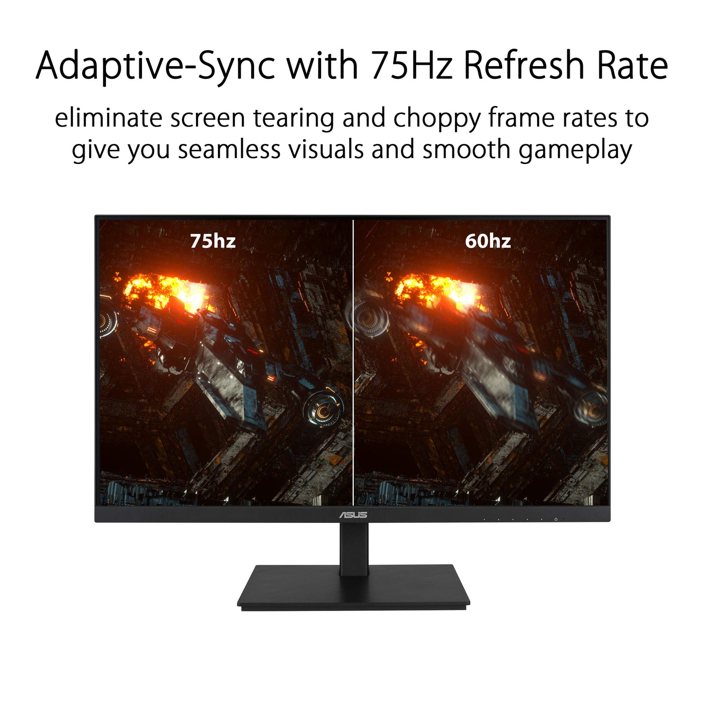 ASUS VA27DQSB 27” Monitor, 1080P Full HD, 75Hz, IPS, Adaptive-Sync, Eye Care, HDMI DisplayPort VGA USB Hub, Frameless, Ergonomic Design, VESA Wall Mountable,Black