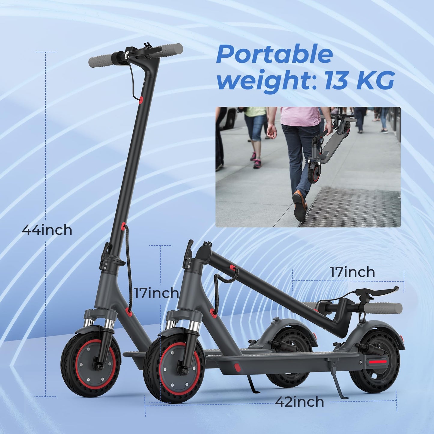 Scooter for Adults- 10" Solid Tires/500W Motor, 22 MPH Digital Display, Up to 24 Miles Long-Range Commuting Folding E-Scooter with Dual Braking System, App Control