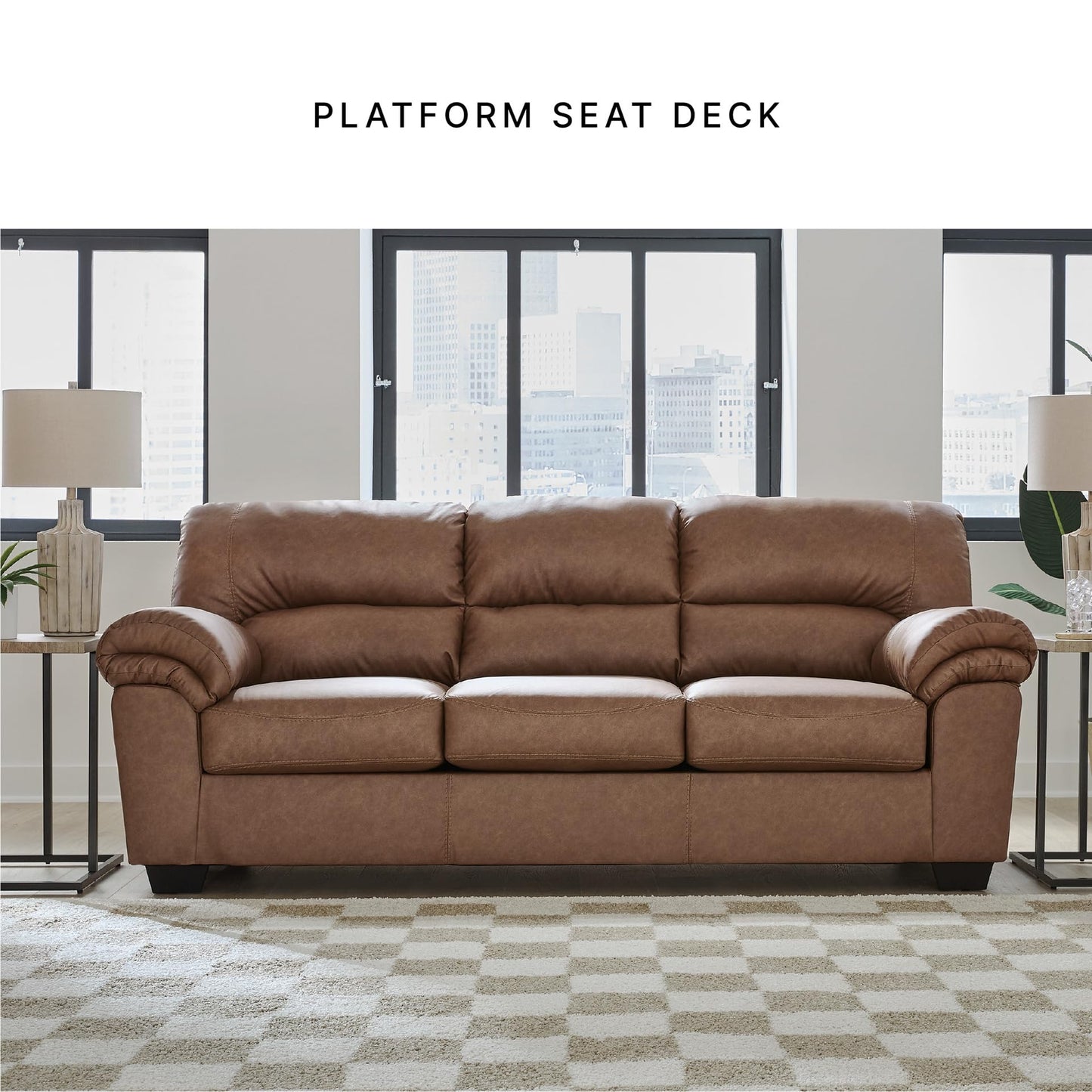 Signature Design by Ashley Walker Point Contemporary Sofa with Removable Cushion, Light Brown