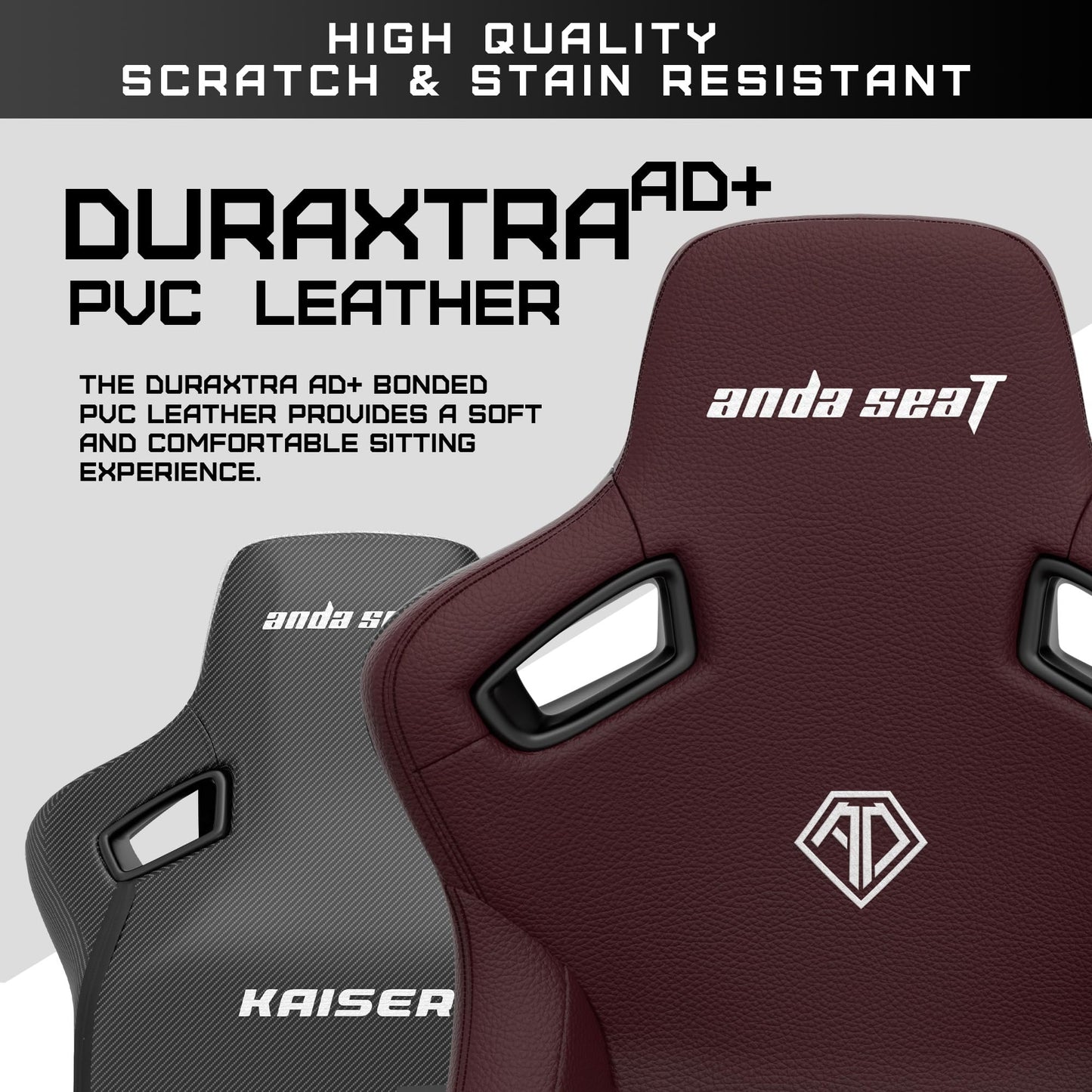 Anda Seat Kaiser 3 Large Gaming Chair for Adults - Ergonomic Maroon PVC Leather Gaming Seat with Lumbar Support, Comfortable Office Chair with Neck Support - Heavy Duty Wide Computer Seat