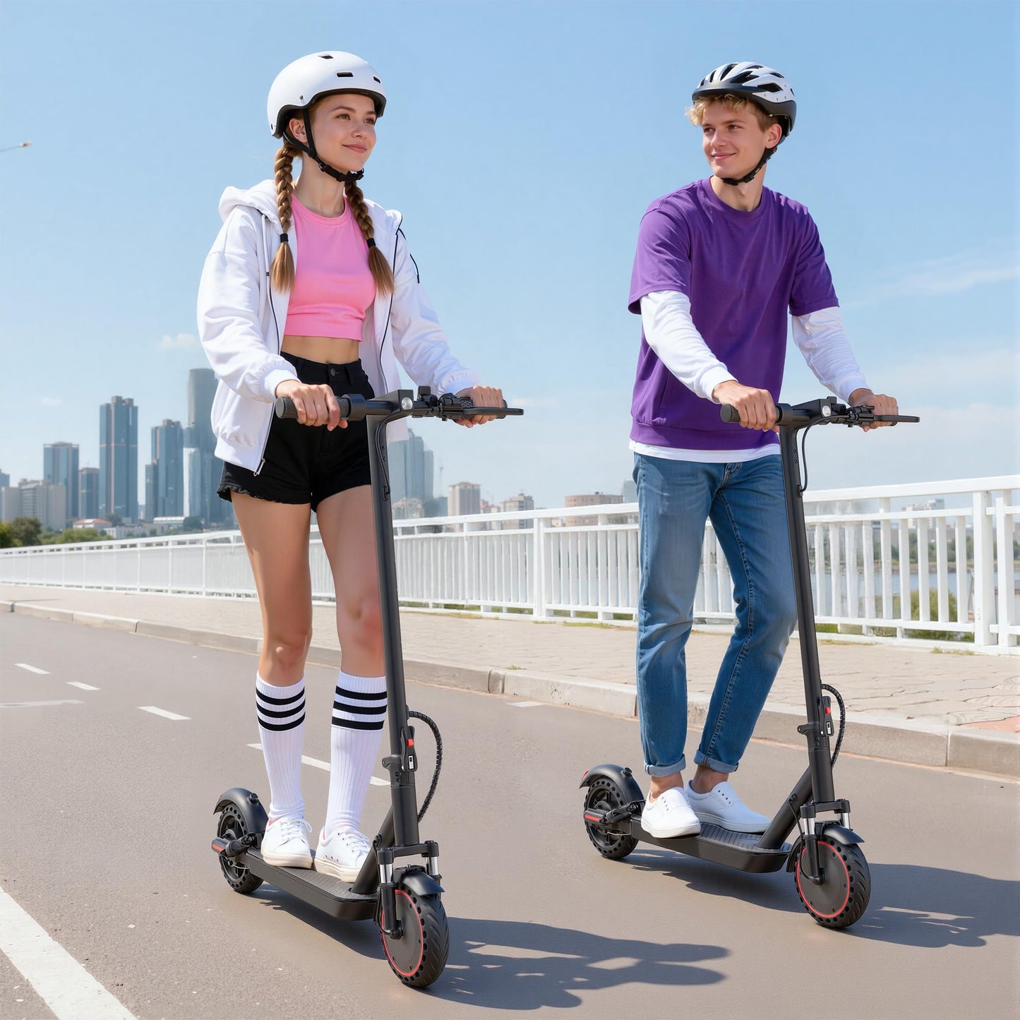 Aovowheel Electric Scooter for Adults, APP, Folding E Scooter with 350W Motor 19 Mph Top Speed, Max 23 Miles Long Range, 8.5''Tires Commuting Scooters with Dual Brakes System
