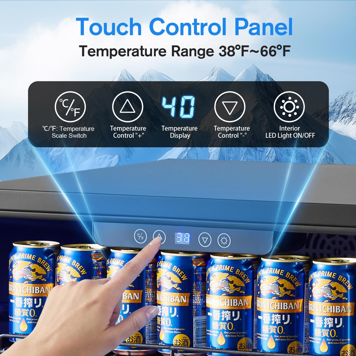 Kalamera 24 Inch Beverage Refrigerator, 164 Cans Under Counter Beverage Cooler for Beer Wine, Built-in/Freestanding Drink Fridge with Glass Door & Adjustable Shelves for Home Kitchen Office Bar