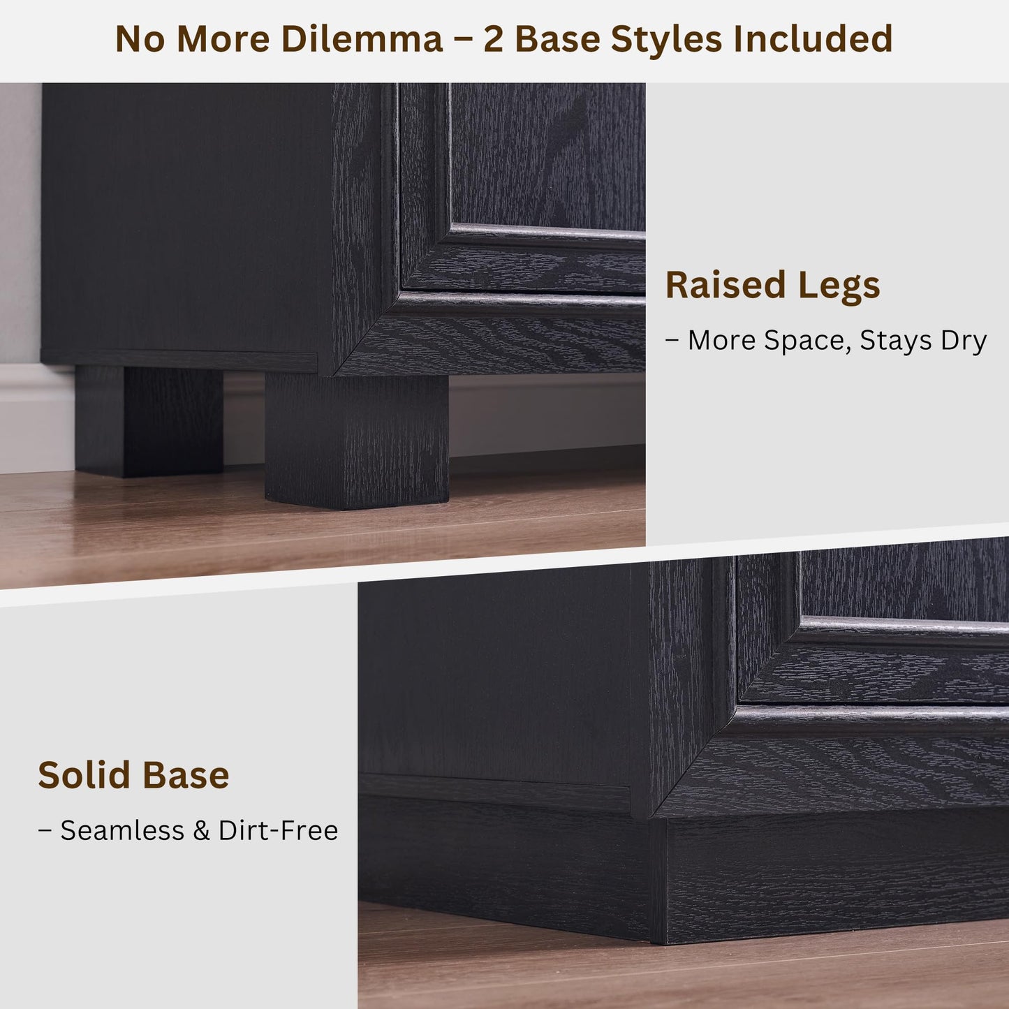 ACCOHOHO Farmhouse TV Stand, 68" Entertainment Center with 2 Base, Media Console Table for Living Room, TV Console with Storage Cabinets, for TV up to 75 Inches,Charcoal Black