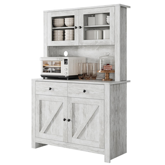IDEALHOUSE Modern Kitchen Pantry Cabinet, Microwave Storage Stand, Engineered Wood Food Organizer Cabinet with Multi Compartments, for Home Kitchen Dining Area, Gray