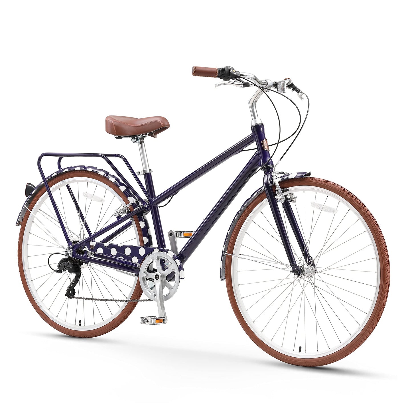 sixthreezero A/O Reach Your Destination Women's Limited 7-Speed Hybrid Commuter, Navy & White Spots
