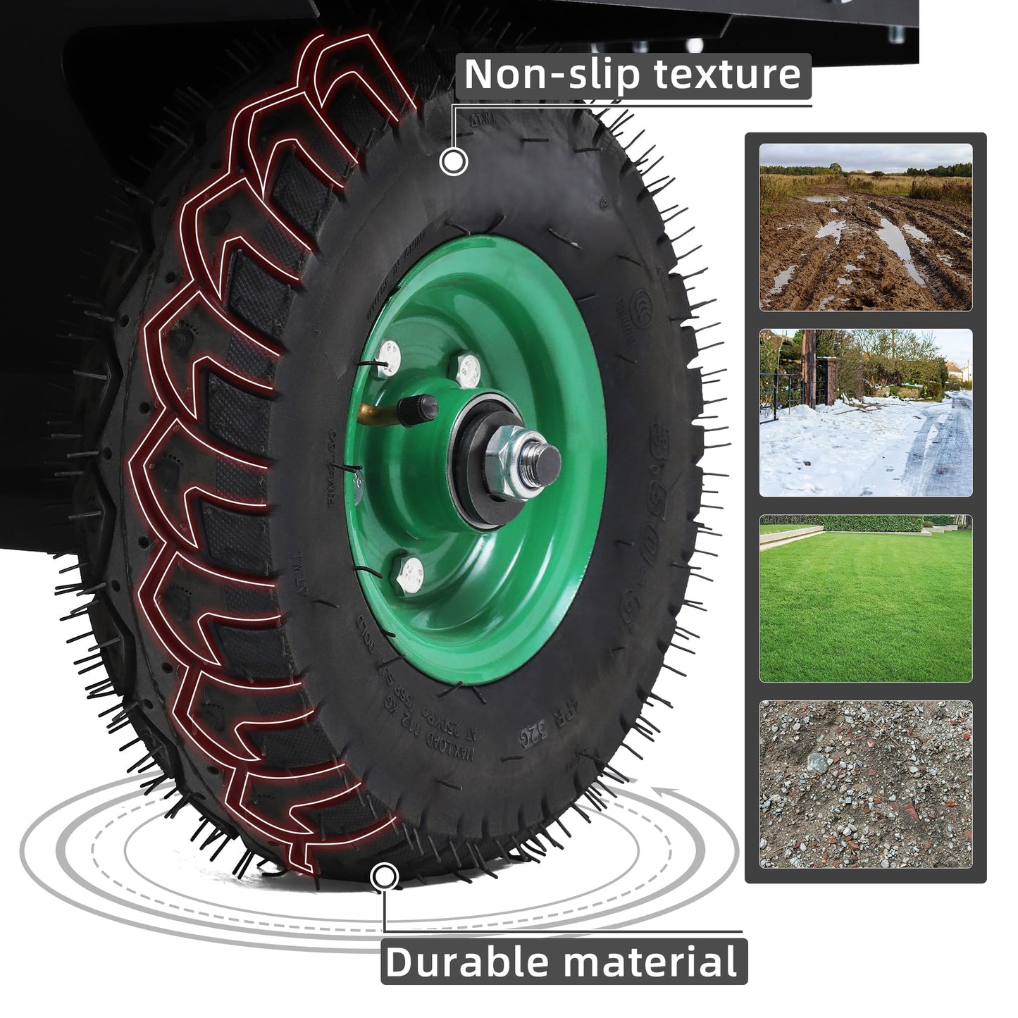 YITAMOTOR ATV Dump Trailer, Heavy Duty Tow Behind Dump Cart, Capacity 750lbs, 17.5 Cu.Ft. Yard Garden Trailer for Pull Behind Lawn Mower Trailer Tractor, Alloy Steel Shelf & Extra 5" Height Guardrail