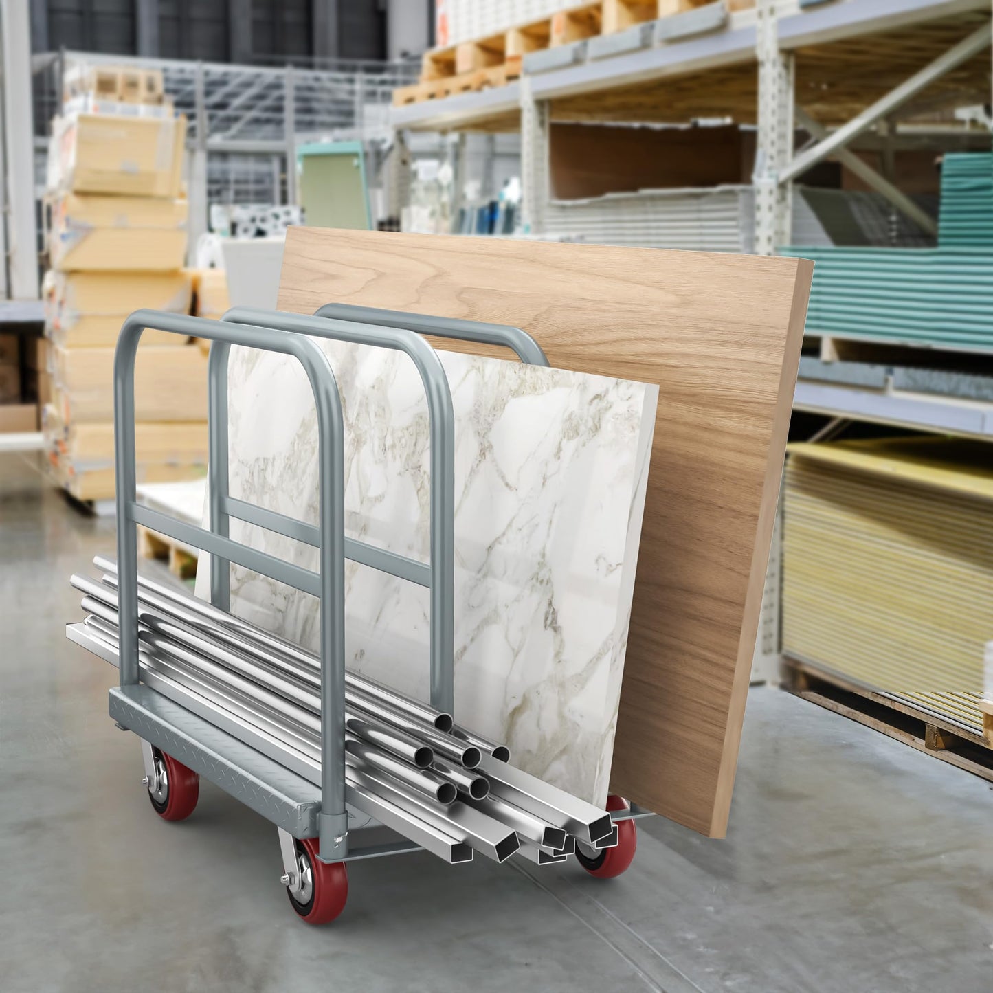 YITAHOME 2 in 1 Heavy Duty Drywall Cart with Wheels & 4 Hand Drails