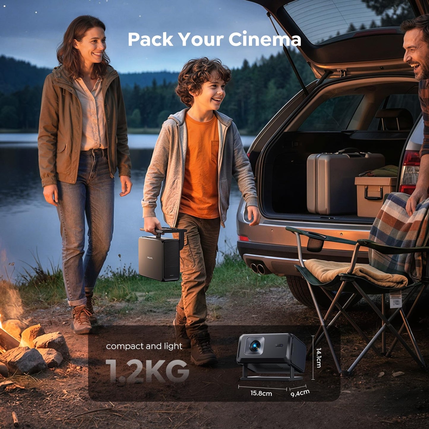 Smart Projector [Google TV 14.0 & Dolby & 4K Support] with WiFi and Bluetooth HDR10,Portable Mini Movie Short Throw Projector Outdoor with Built-in Apps Auto Focus Keystone for Home Bedroom Ceiling