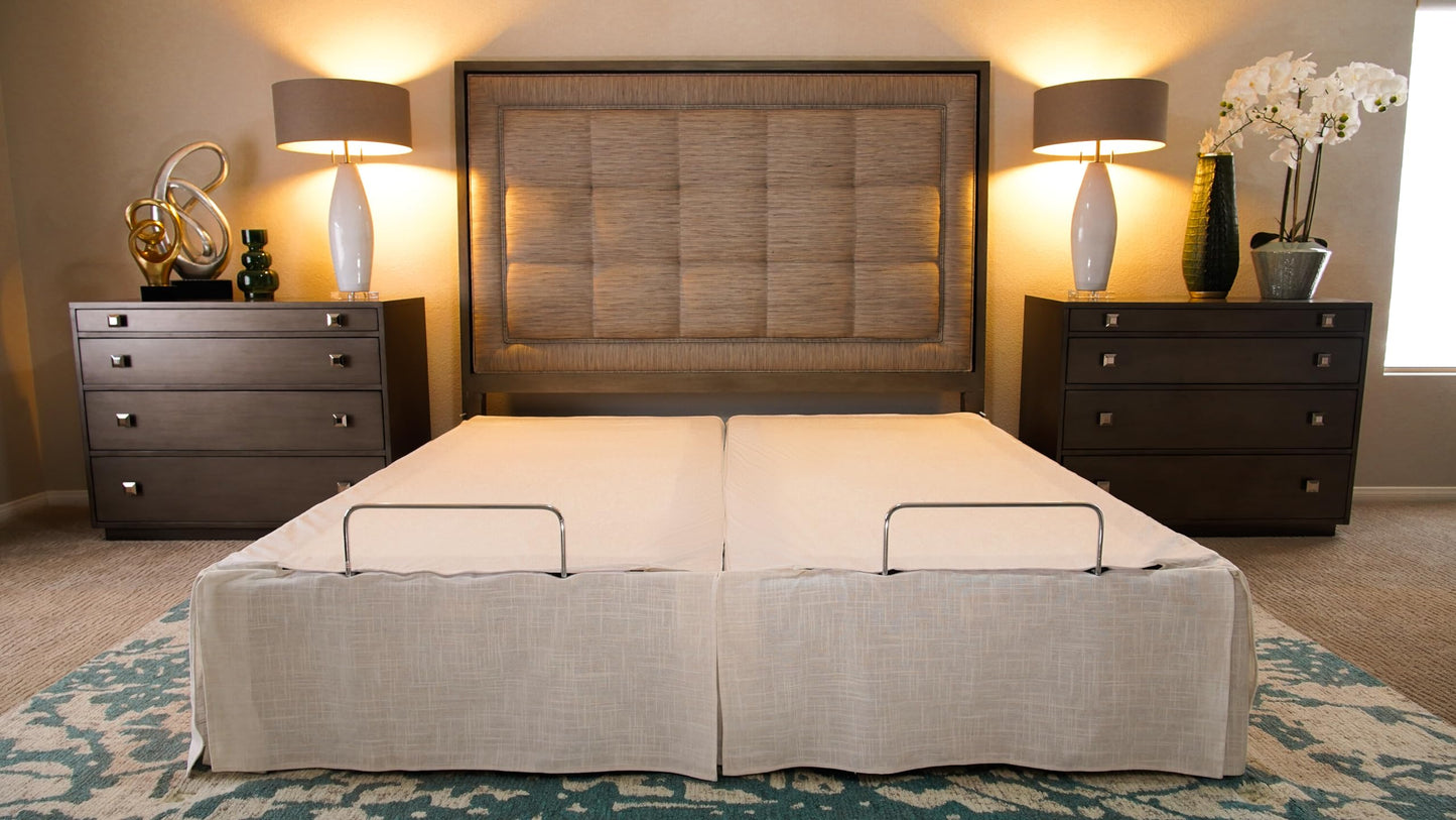 Split King Bed Skirt Designed for Adjustable Beds - Patented Staydae System