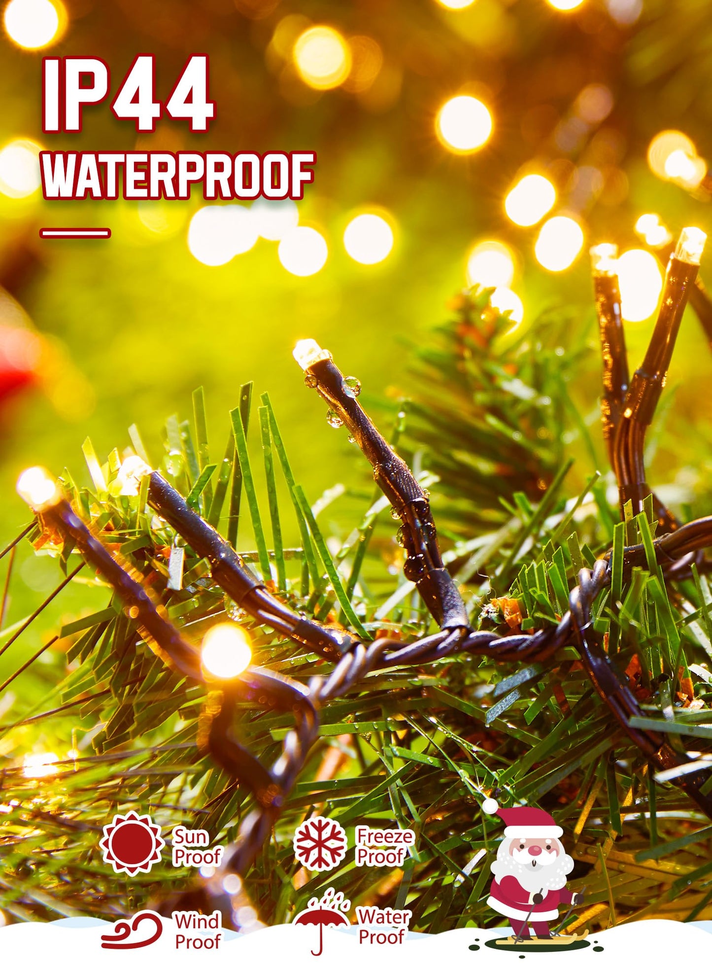 Minetom 1000 LED Cluster Lights, 50 Ft Warm White String Light, 12 Modes, Remote, Waterproof for Christmas Tree, Garland, Party