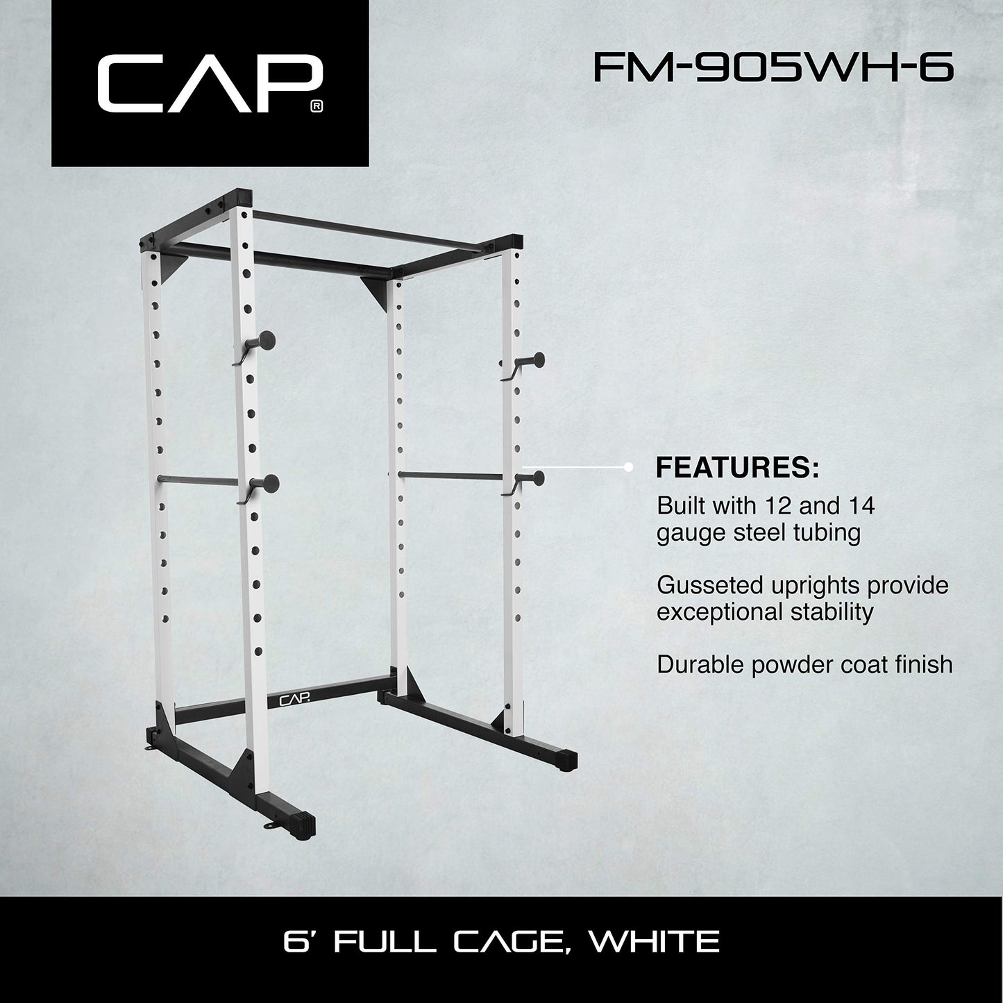 CAP Barbell Full Cage Power Rack, 6-Foot, White