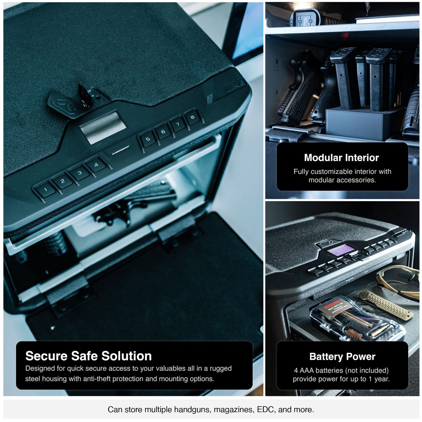 VAULTEK MX Series High Capacity Multiple Pistol Handgun Storage Available with Modular Interior, Backlit Keypad, and Auto-Open Door (Essential)