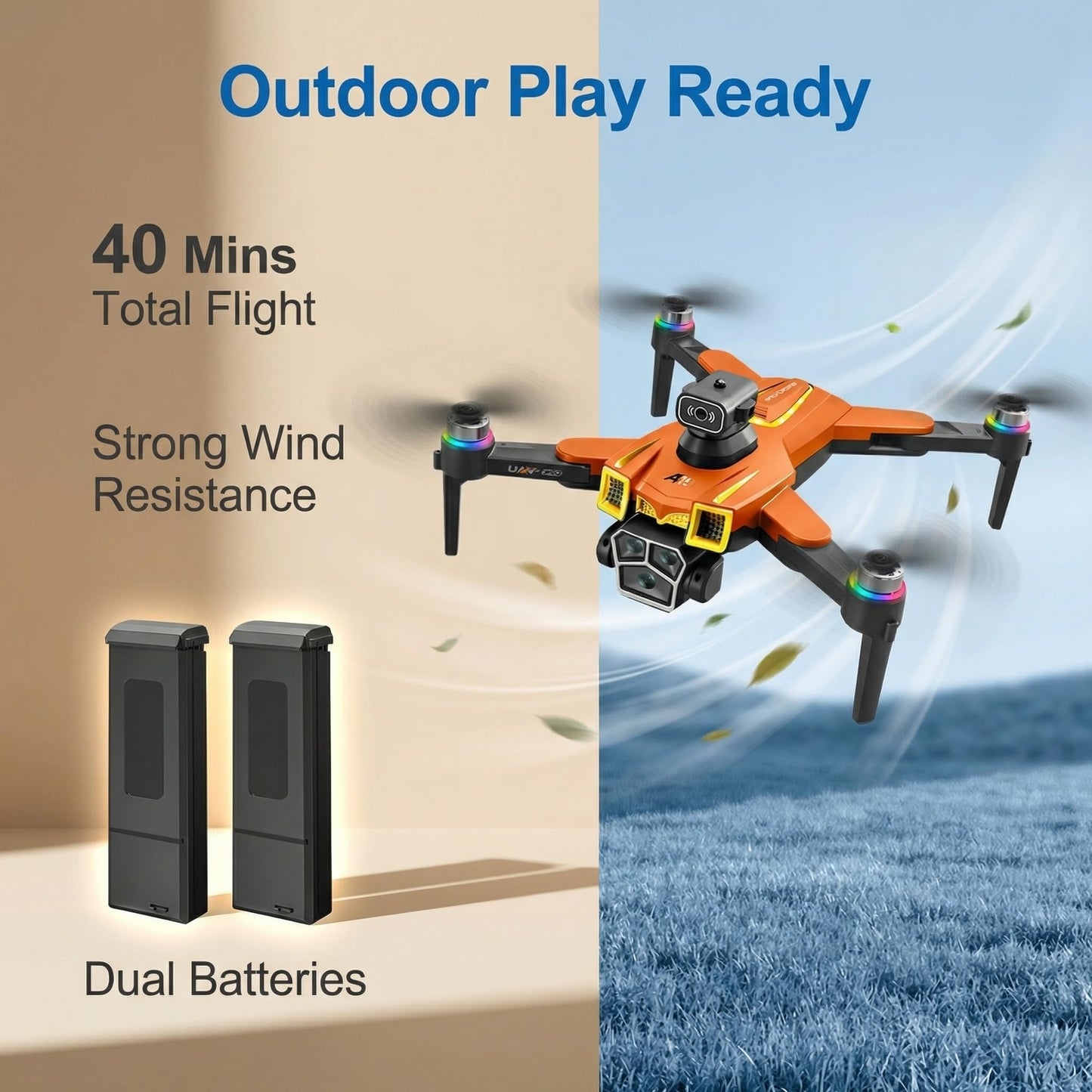 Drone with camera for kids, drones for Kids 8-12 with camera & dynamic racing LED lights, 5.6" Built-In FPV Screen, Dual Batteries, Perfect Holiday & Birthday Gift, Indoor & Outdoor Quadcopter Toy